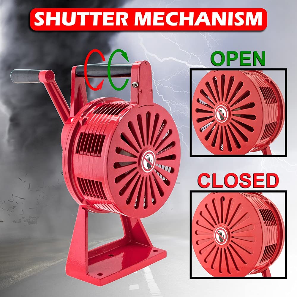 Vixen Horns VXS-1200MR Heavy Duty Hand Crank Air Raid Siren - 120dB Loud Tornado Warning Alarm with Table Mount for Emergency, Construction Sites & Storm Safety | Ideal for Fire Alerts, Disaster Preparedness & Industrial Use