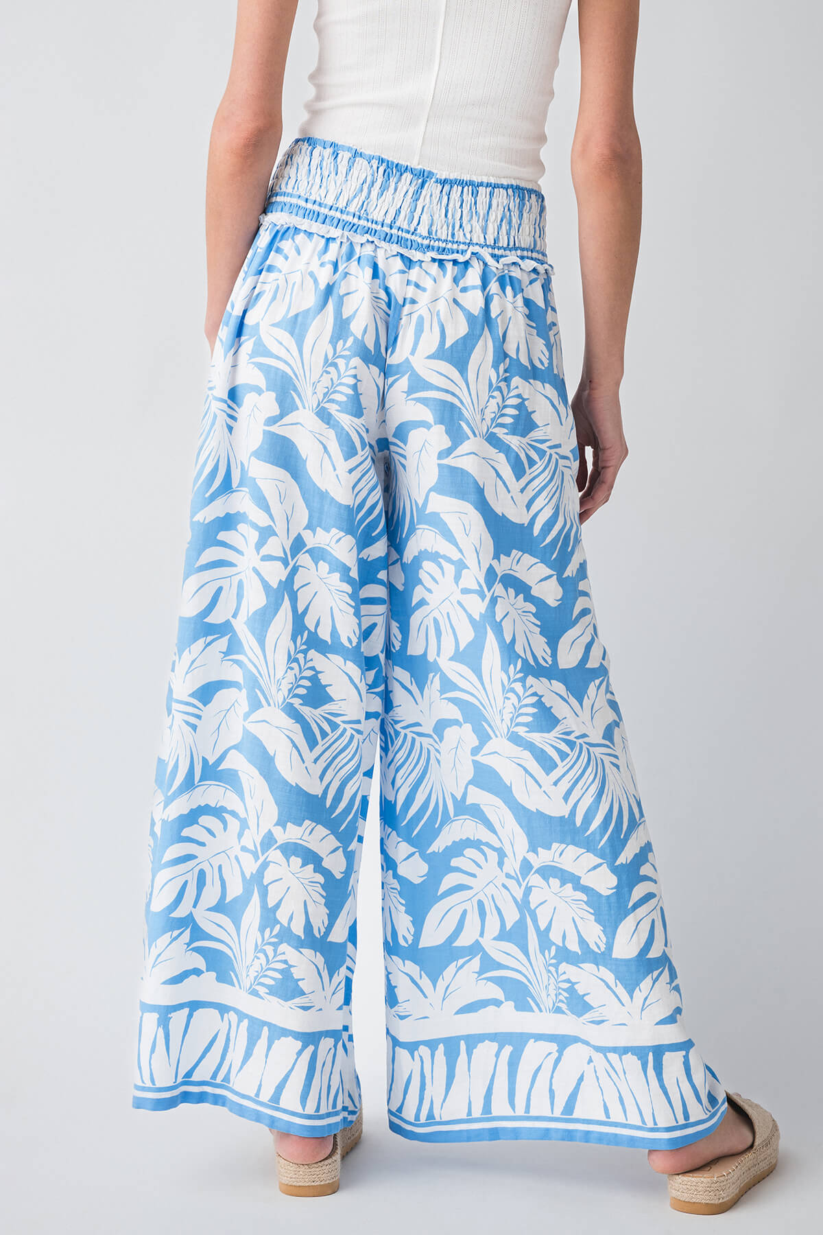 Ocean Drive Palm Printed Cotton Blend Pants - Stylish & Comfortable Beachwear for Women - Perfect for Summer Vacations, Poolside Lounging & Tropical Getaways