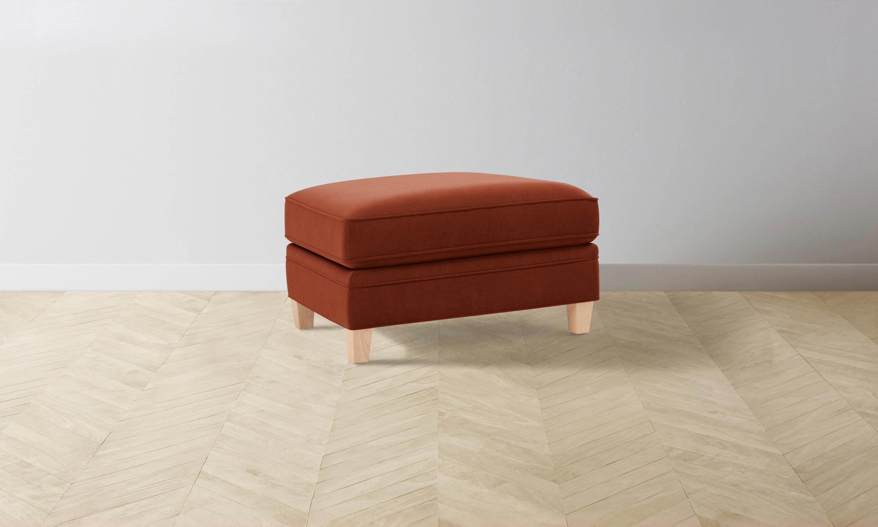 Carmine Ottoman with Mohair Upholstery - Spice Color Accent Chair for Living Room, Bedroom, or Office - Cozy Footrest & Stylish Seating Solution