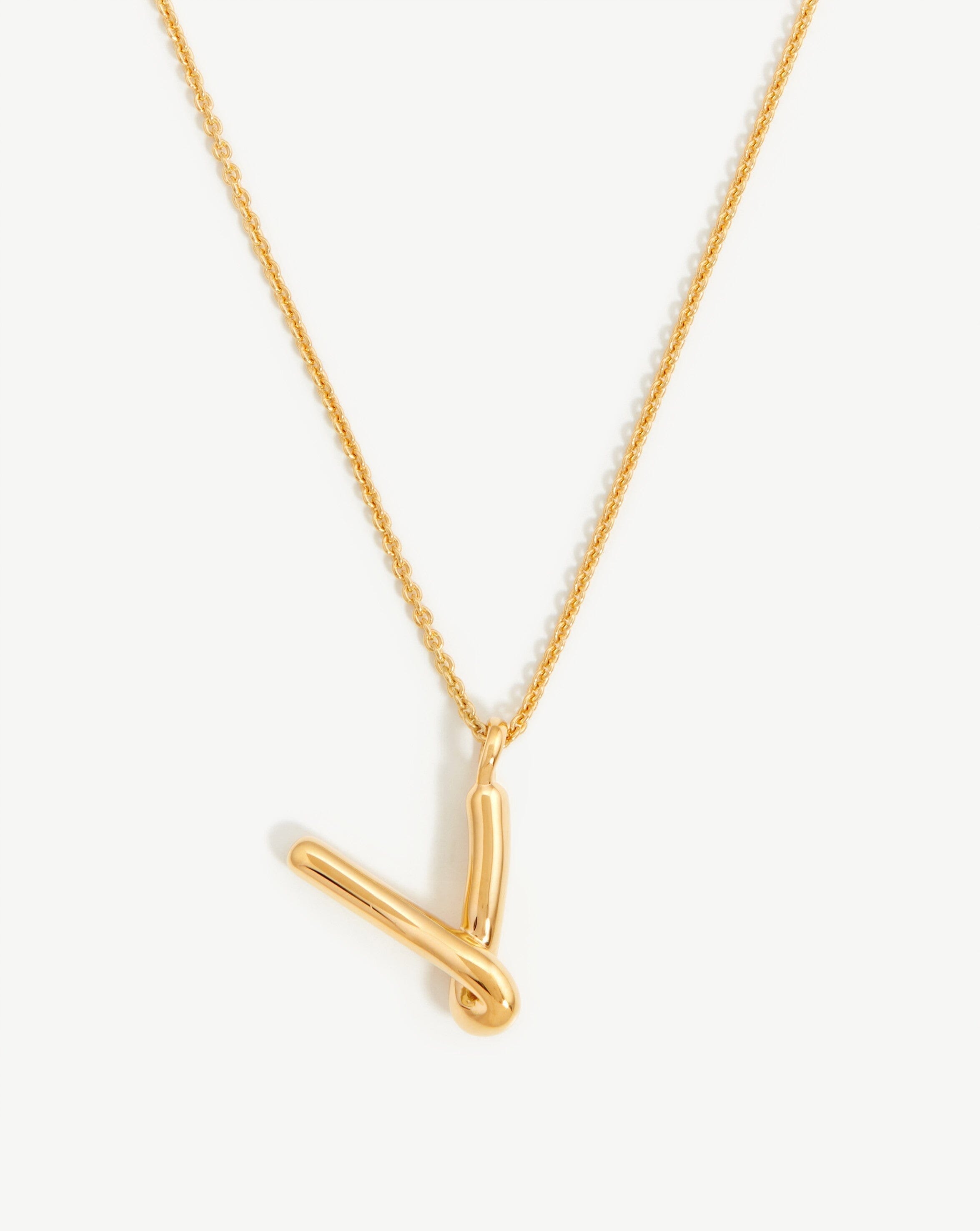 Personalized 18k Gold Vermeil Initial V Pendant Necklace for Women | Elegant Curly Molten Design | Perfect for Gifts, Anniversaries & Everyday Wear