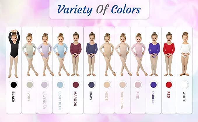 Girls Gymnastics Leotards - Long Sleeve Scoop Neck Dance Leotard for Ballet, Cheerleading & Performance | Comfortable & Stretchy for Training & Competition