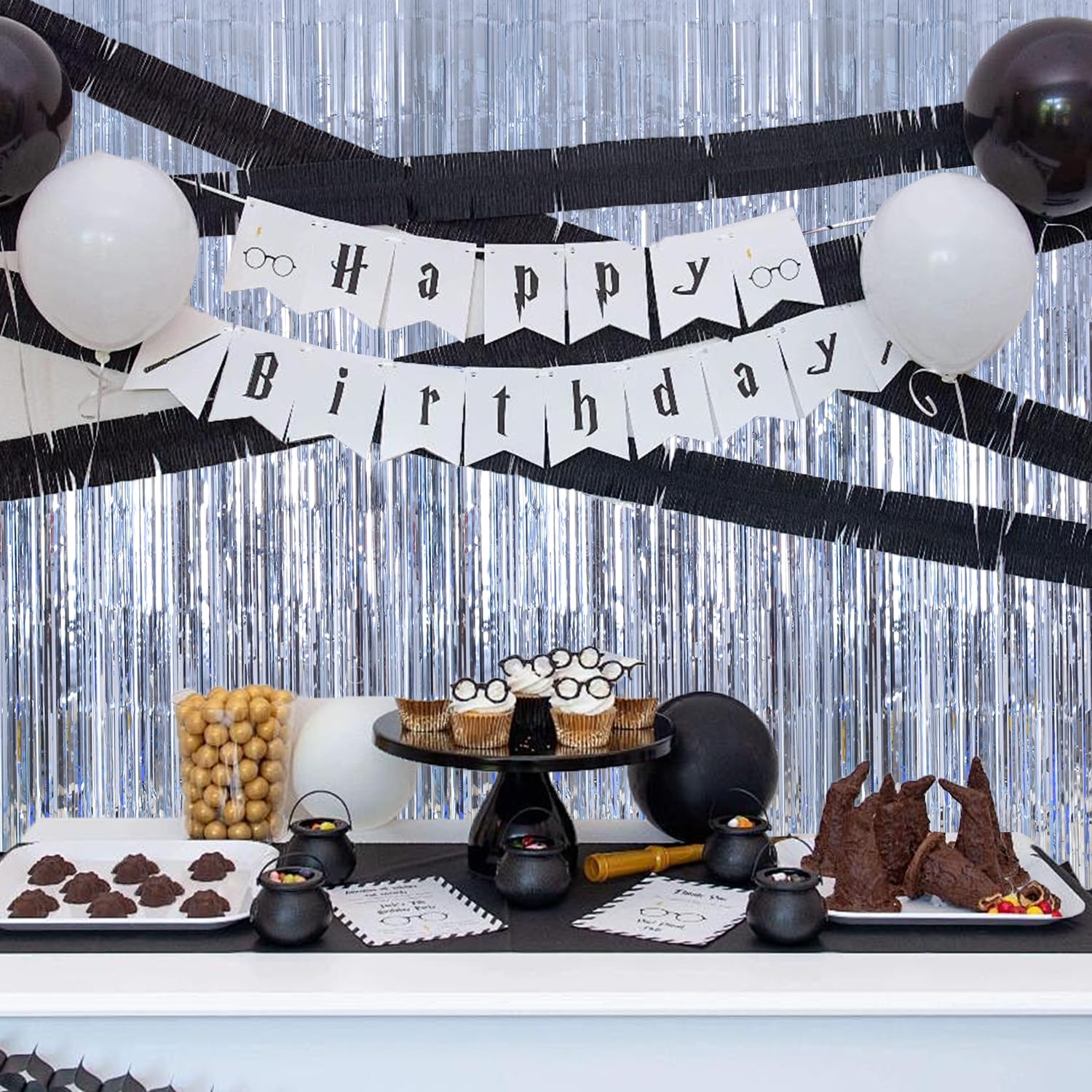 Silver Tinsel Curtain Backdrop - 2 Pack 3.3x8.2FT Fringe Streamers for Party Decorations | Photo Booth Props & Disco Party Decor | Perfect for Birthday, Women's Events, Girls Night & Dance Parties