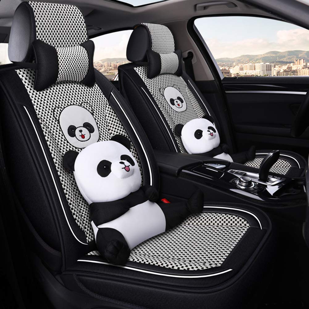 Cute Cartoon Panda Car Seat Covers Set - 3D Deluxe Front & Rear Seat Protectors for Women's Car Interior Accessories | Perfect for Daily Commute, Road Trips & Panda Lovers