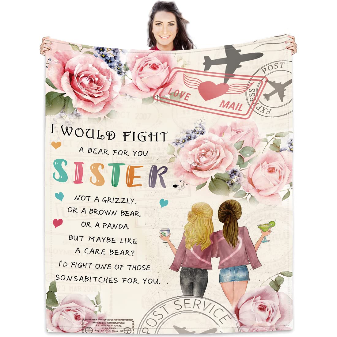 Soft Cozy Fleece Throw Blanket - Perfect Birthday Gift for Sister, Best Friend & Teen Girls | Christmas Friendship Gift for Women | Warm Blanket for Couch, Bed & Home Decor