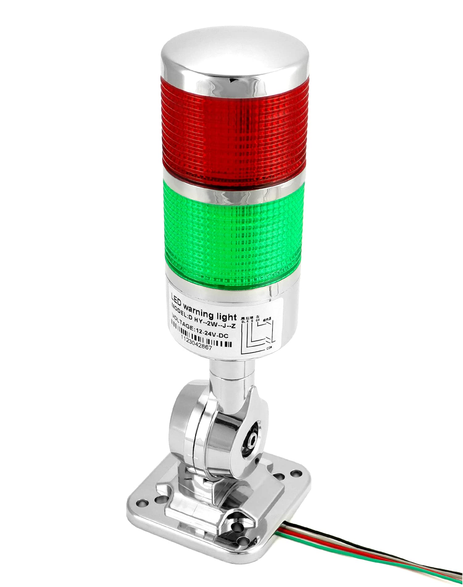 QWORK 12-24V LED Industrial Warning Tower Light with Buzzer - 2 Layer Stackable Signal Beacon, Continuous/Flashing Modes - Perfect for Factory Equipment, Warehouse Safety & Traffic Control
