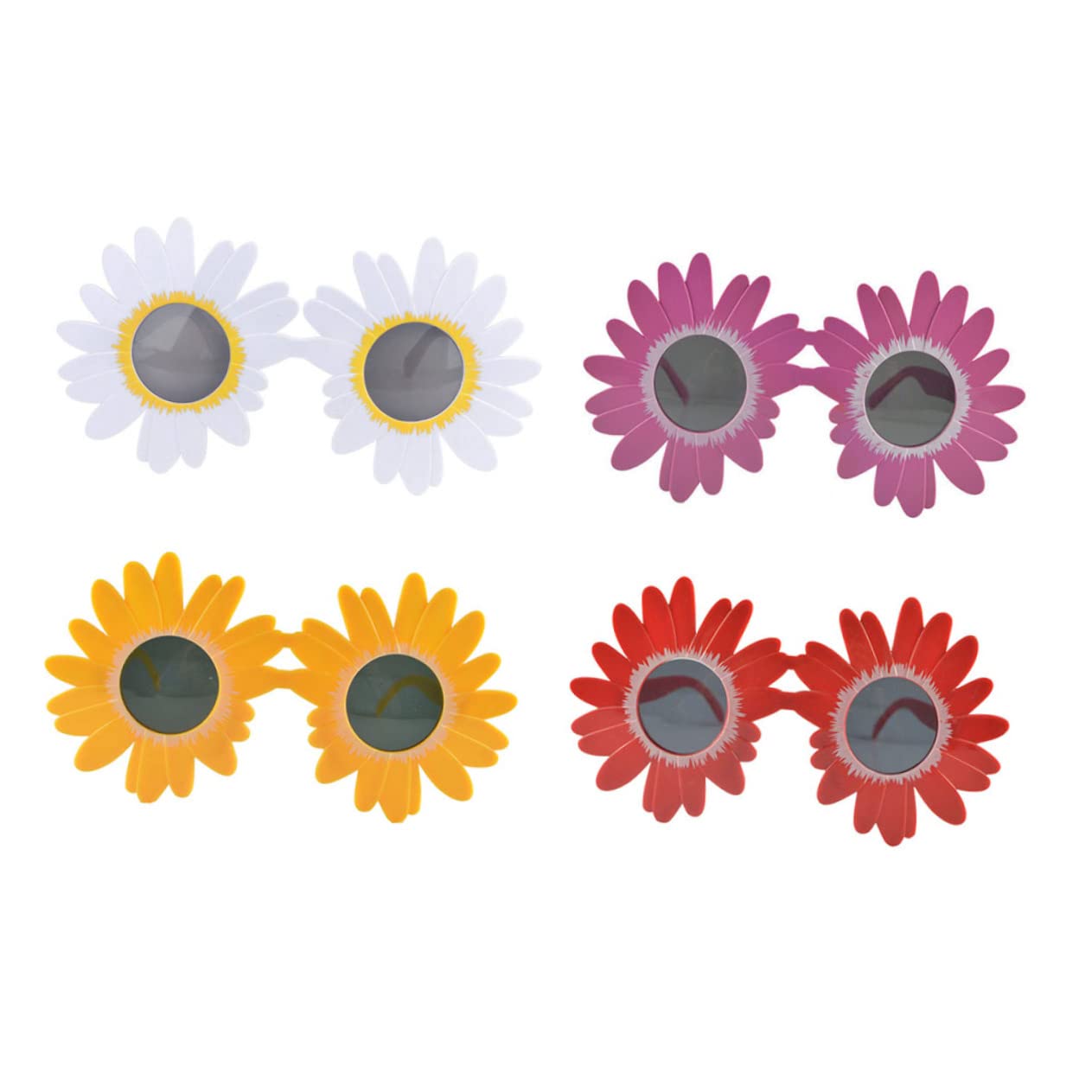 4pcs Sunflower Sunglasses - Plastic Funny Party Glasses for Cosplay, Hawaiian Dance & Summer Festivals - Round Eye Protection for Women & Men - Perfect for Beach, Pool Parties & Themed Events