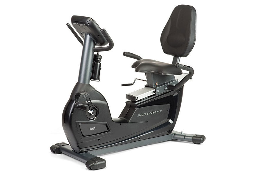 BodyCraft R200 Semi Recumbent Exercise Bike for Home Gym - Low Impact Cardio Workout Machine for Seniors & Rehabilitation - Compact Indoor Cycling Bike with LCD Monitor & Adjustable Resistance