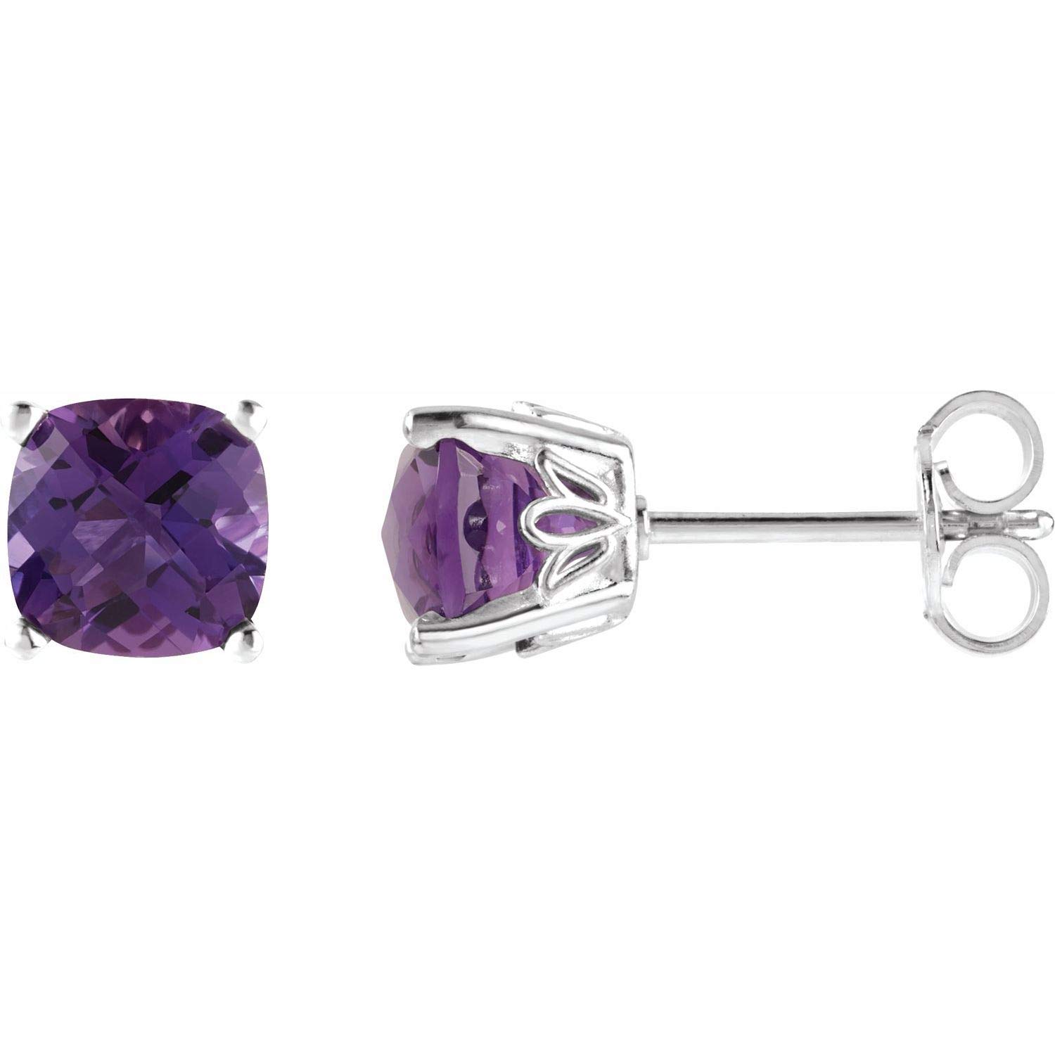 14K Gold or Sterling Silver Cushion Cut Gemstone Stud Earrings for Women | Elegant Jewelry Gift for Her | Perfect for Weddings, Anniversaries & Special Occasions