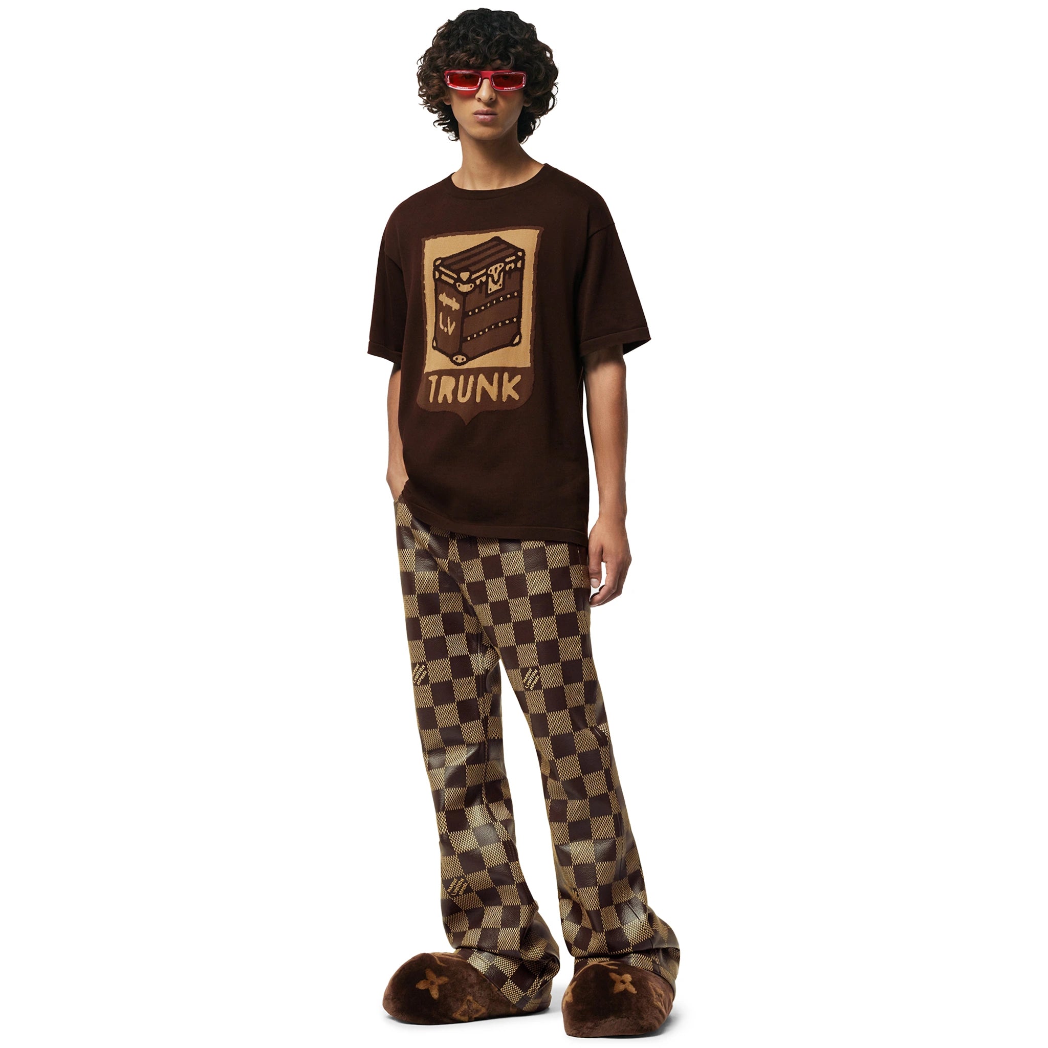 Louis Vuitton Cotton Trunk Print Sienna Brown T-Shirt for Men - Luxury Graphic Tee for Casual Wear & Street Style Outfits