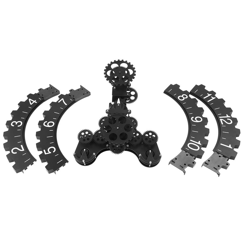 Ultra Silent 3D Modern Wall Clock with Rotary Gear & Calendar Wheel - Large Black Mechanical Art Clock for Living Room, Office & Bedroom Decor