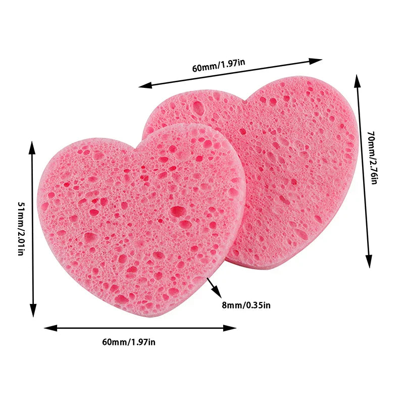 50 Pcs Heart Wood Pulp Cellulose Sponges - Eco-Friendly Kitchen & Bath Cleaning Sponges for Dishes, Countertops, and Car Washing
