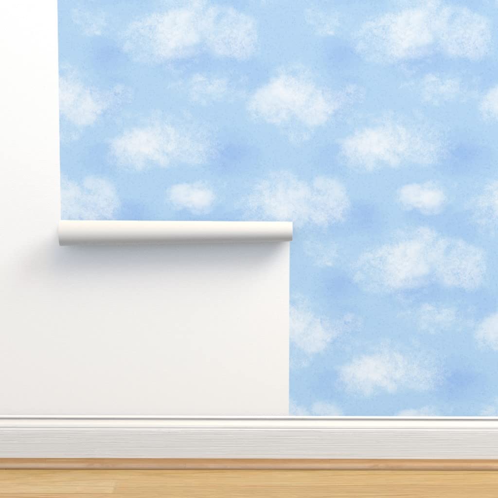 Blue Sky Whimsical Pattern Peel & Stick Wallpaper - 9ft x 2ft Removable Self-Adhesive Wallpaper with Nature Clouds Design | Perfect for Nursery, Bedroom, Office & Home Decor