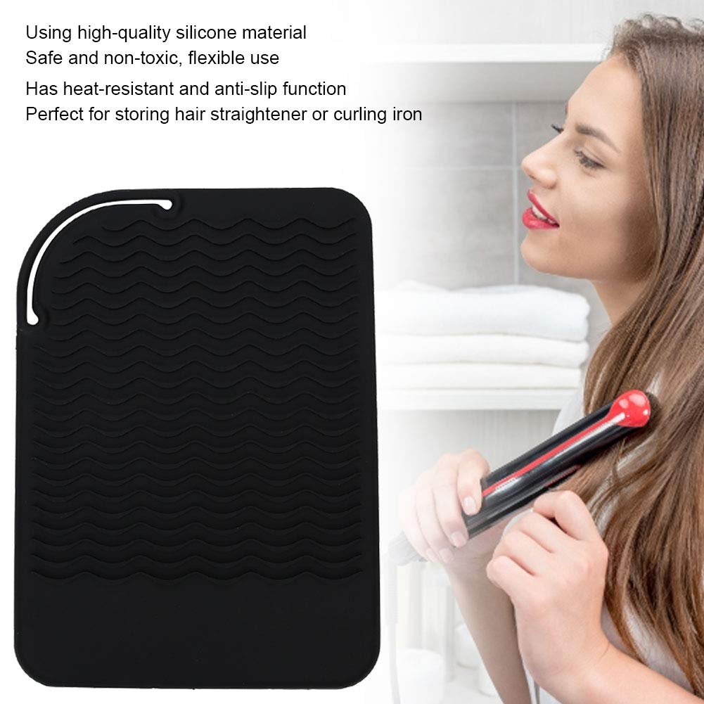Heat Resistant Silicone Hair Straightener Cover - Non Slip Travel Wrap for Flat Iron & Curling Iron, Black | Perfect for Home, Salon & On-the-Go Styling