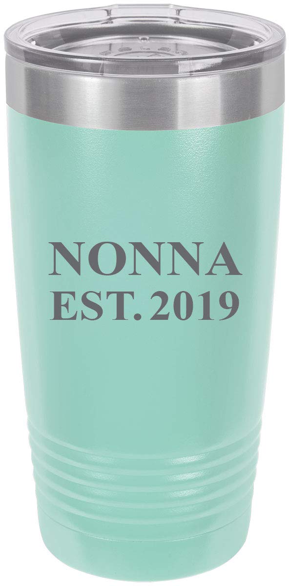 Nonna Established EST. 2019 20oz Stainless Steel Insulated Tumbler - Personalized Engraved Travel Coffee Mug with Lid, Leakproof & Sweatproof - Perfect for Office, Commuting, Camping & Outdoor Activities (Teal)