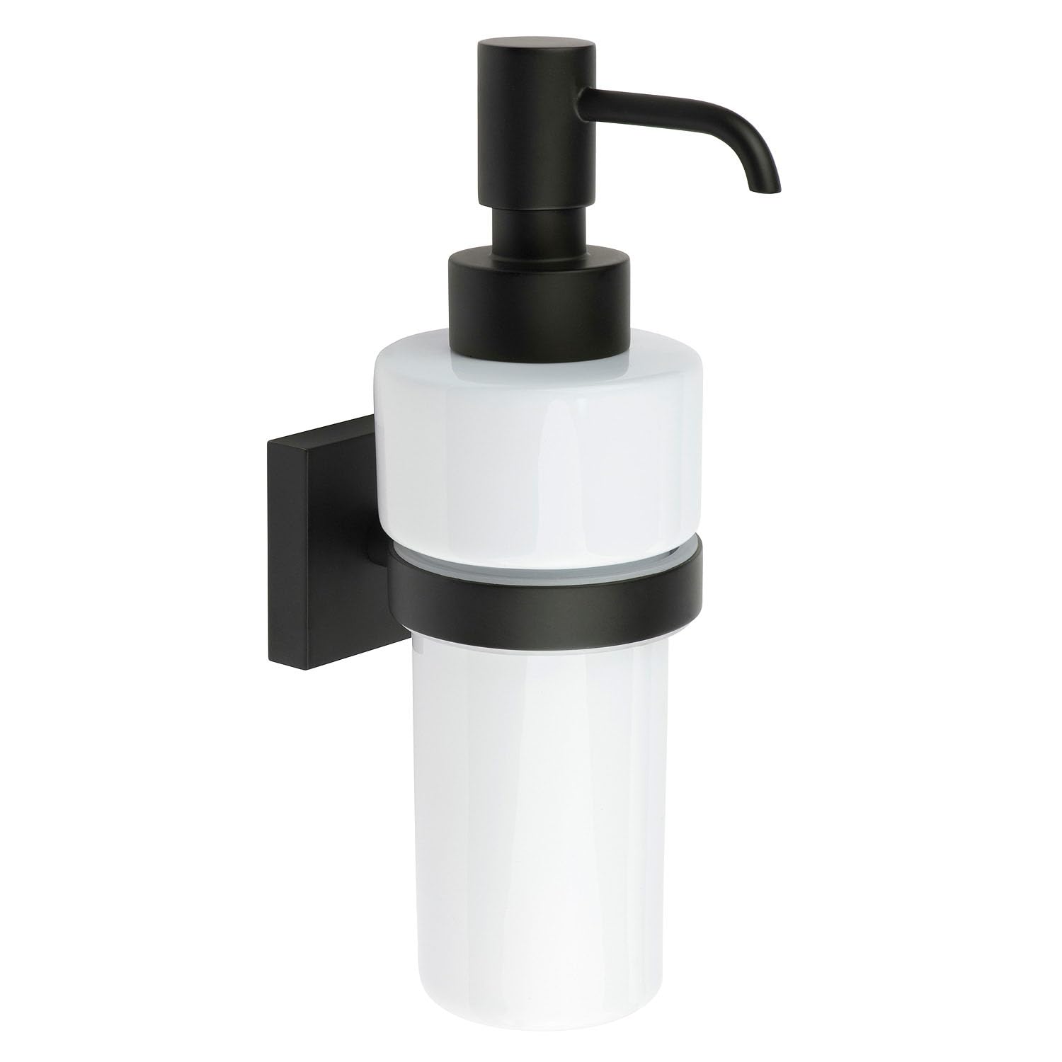 Premium Matte Black & White Ceramic Soap Dispenser and Hand Sanitizer Pump Set - Elegant Bathroom & Kitchen Countertop Organizer for Home, Office, and Commercial Use