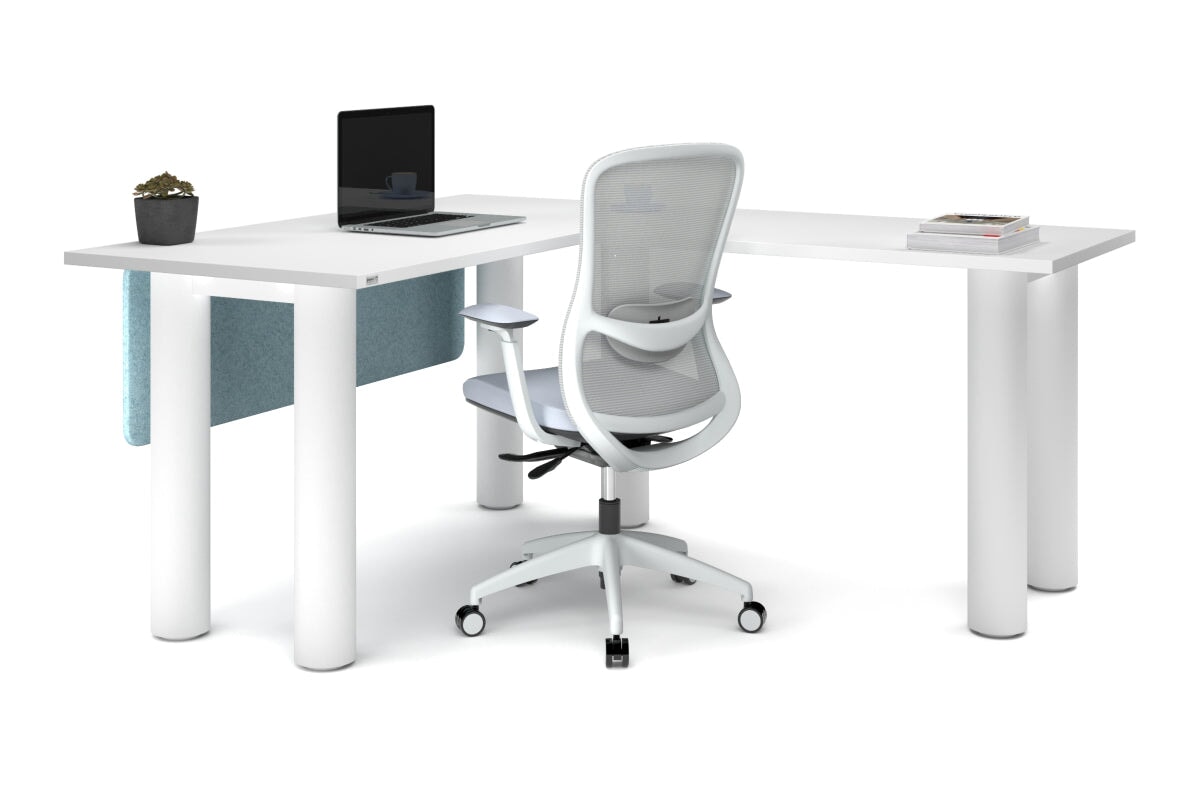 L-Shaped Corner Office Desk with Quadro Cylinder Legs - 1400L x 1700W - Perfect for Home Office, Gaming Setup & Workspace Organization