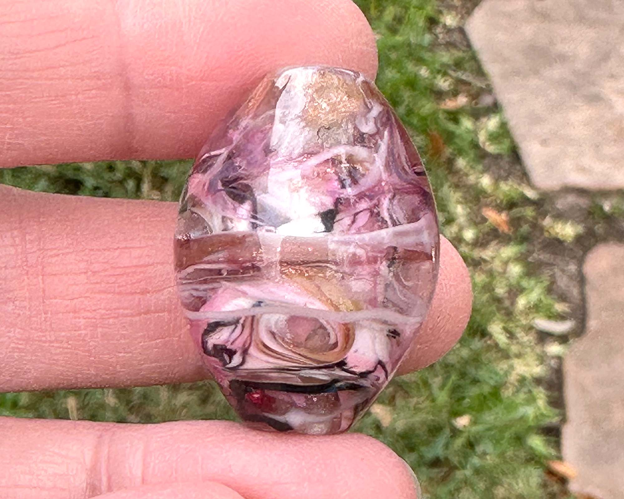 Handmade Pink Twist Lampwork Glass Focal Bead for Jewelry Making - Perfect for Necklaces, Bracelets, and DIY Craft Projects