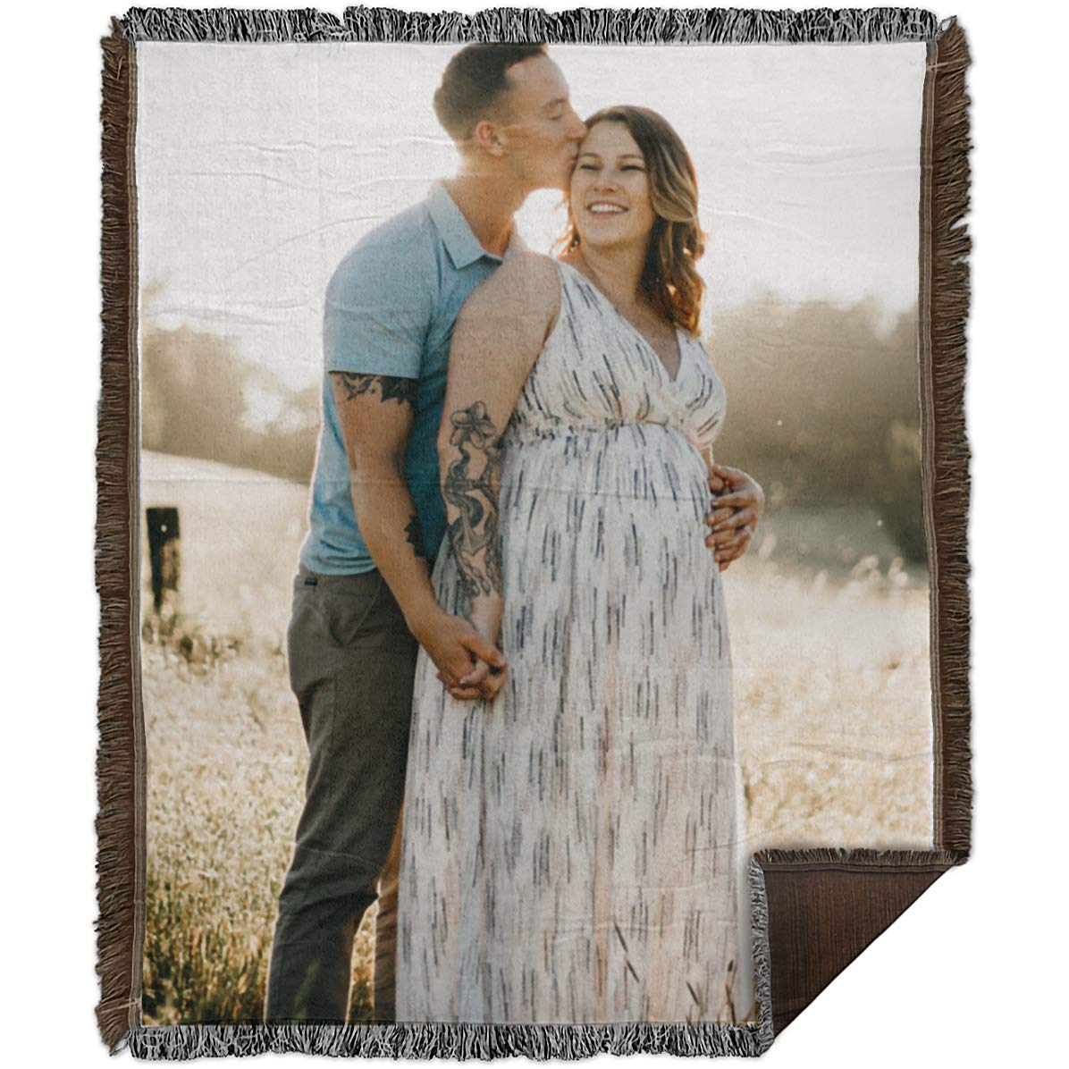 **Personalized Photo Blanket - Custom Woven Throw with Your Picture - 100% Soft Cotton - 50