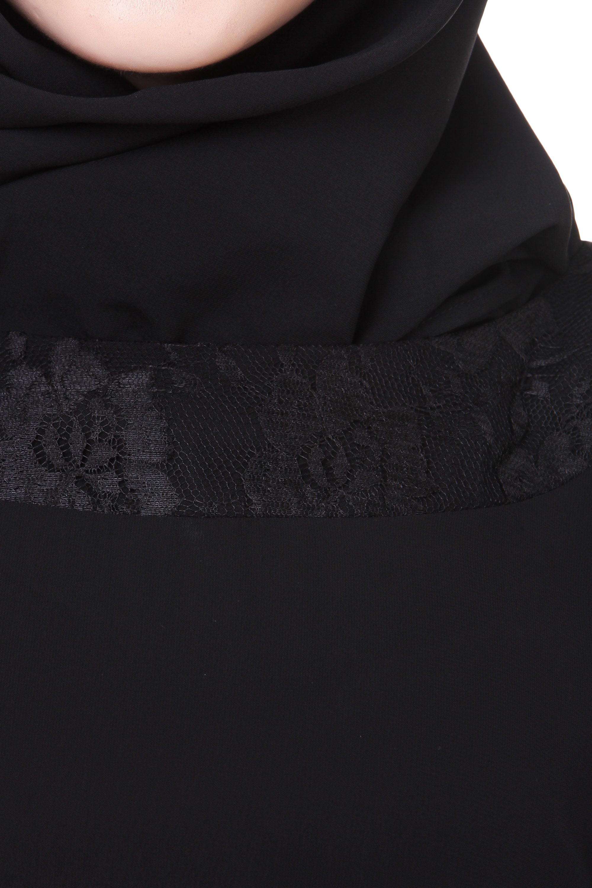 Elegant Black Nida Dubai Batwing Abaya - Modest Muslim Dress for Women - Perfect for Prayer, Eid, and Special Occasions