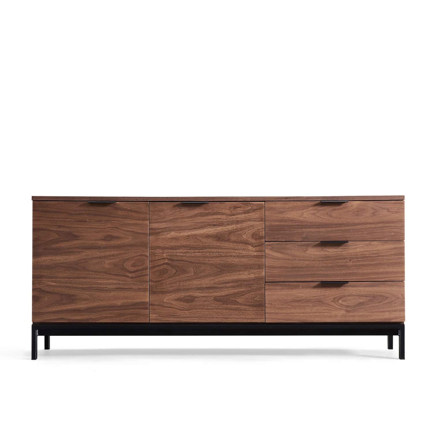 VALYOU Furniture Valka 6-Drawer Dresser - 18mm Walnut Veneer MDF Cabinet with Powder Coated Metal Feet & Aluminum Handles - Modern Bedroom Storage Solution for Clothes, Linens and Accessories