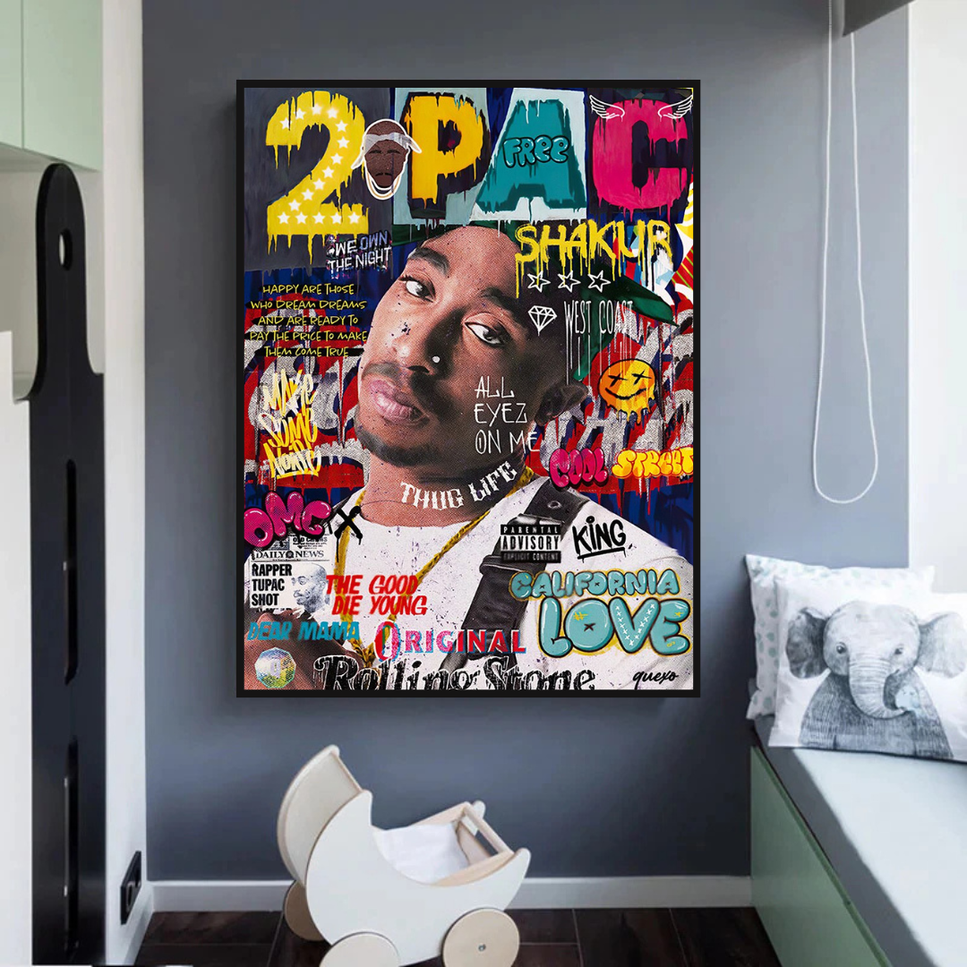 Tupac Rapper Canvas Wall Art - Unique & Vibrant Hip Hop Decor for Living Room, Bedroom & Office - Perfect Gift for Music Lovers & Hip Hop Fans