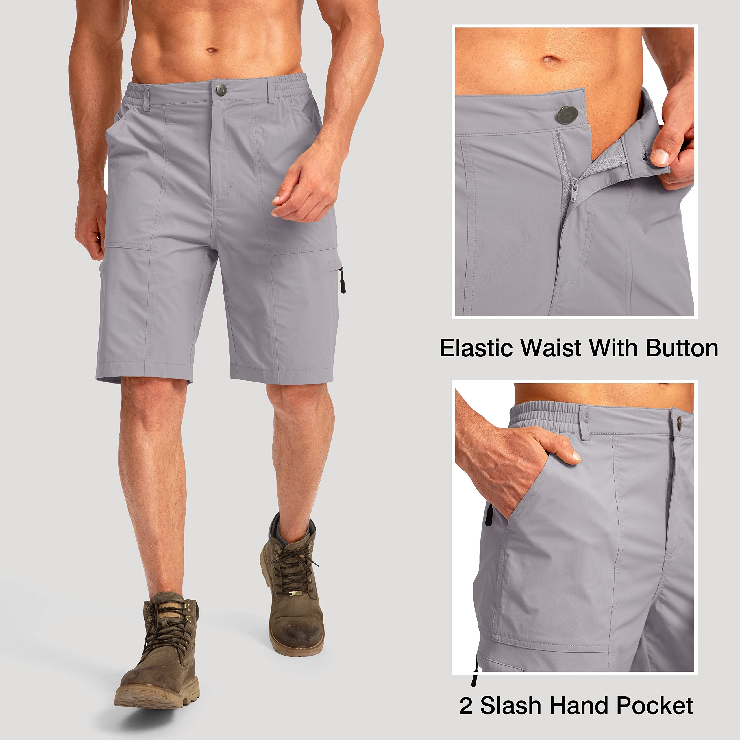 Viodia Men's Quick-Dry Hiking Cargo Shorts - 6-Pocket Lightweight Stretch Outdoor Shorts for Hiking, Fishing & Golf | Perfect for Summer Adventures & Active Lifestyles