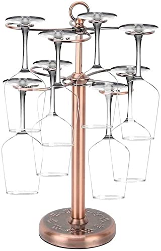 Elegant Bronze Hanging Wine Glass Rack - Freestanding Stemware Holder with Hooks for Home Bar Storage & Tabletop Display | Perfect for Kitchen, Dining Room & Wine Cellar Organization
