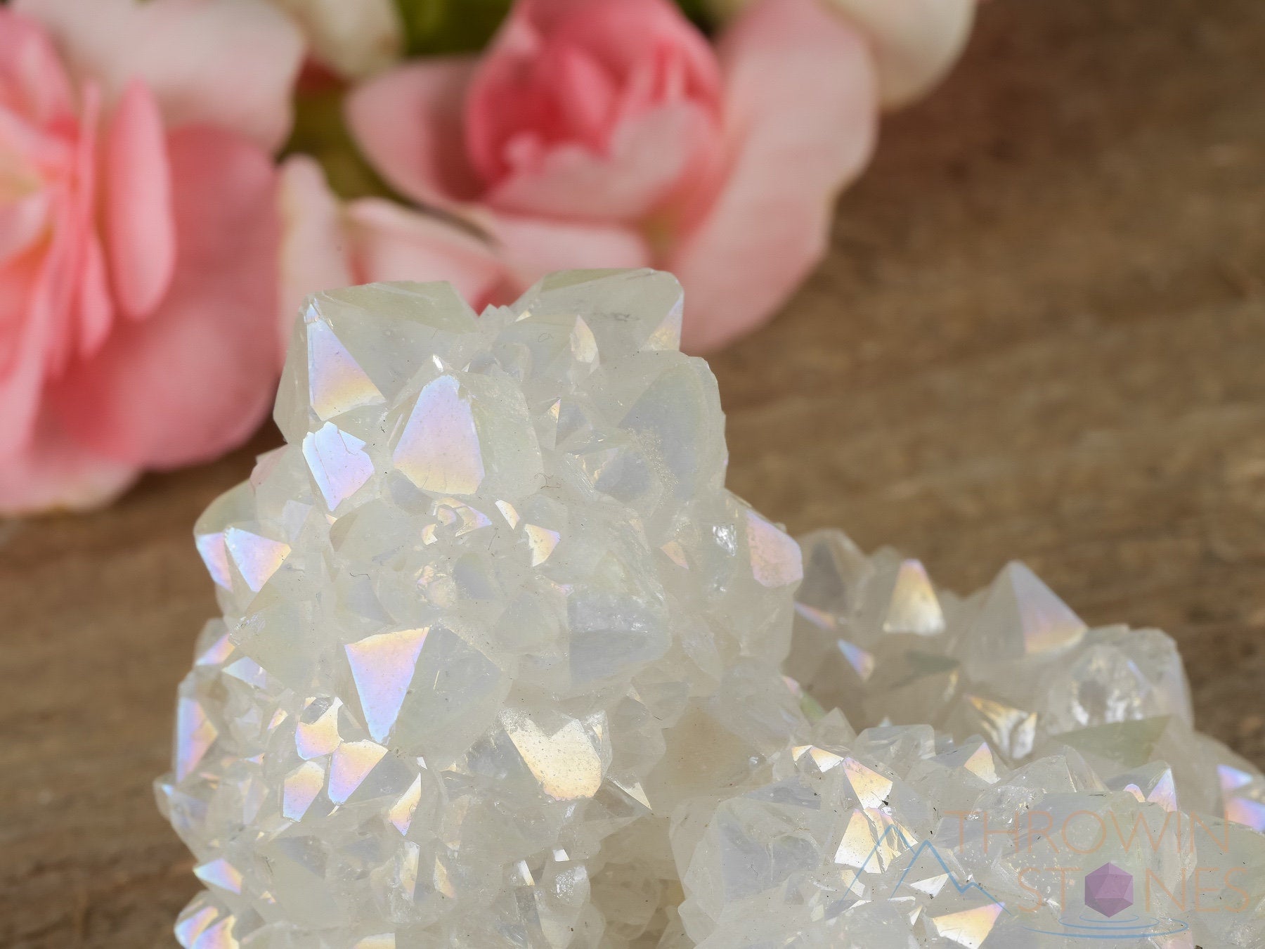AURA QUARTZ Angel White Rainbow Quartz Crystal Cluster - Natural Spirit Quartz for Healing, Meditation & Energy Work - Metaphysical Crystal Decor (R0440) - Perfect for Home Decor, Yoga Spaces & Spiritual Gifts