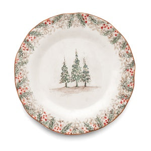 Arte Italica Natale Christmas Dinner Plate - Cream Porcelain Holiday Dinnerware Set for Festive Dining & Entertaining