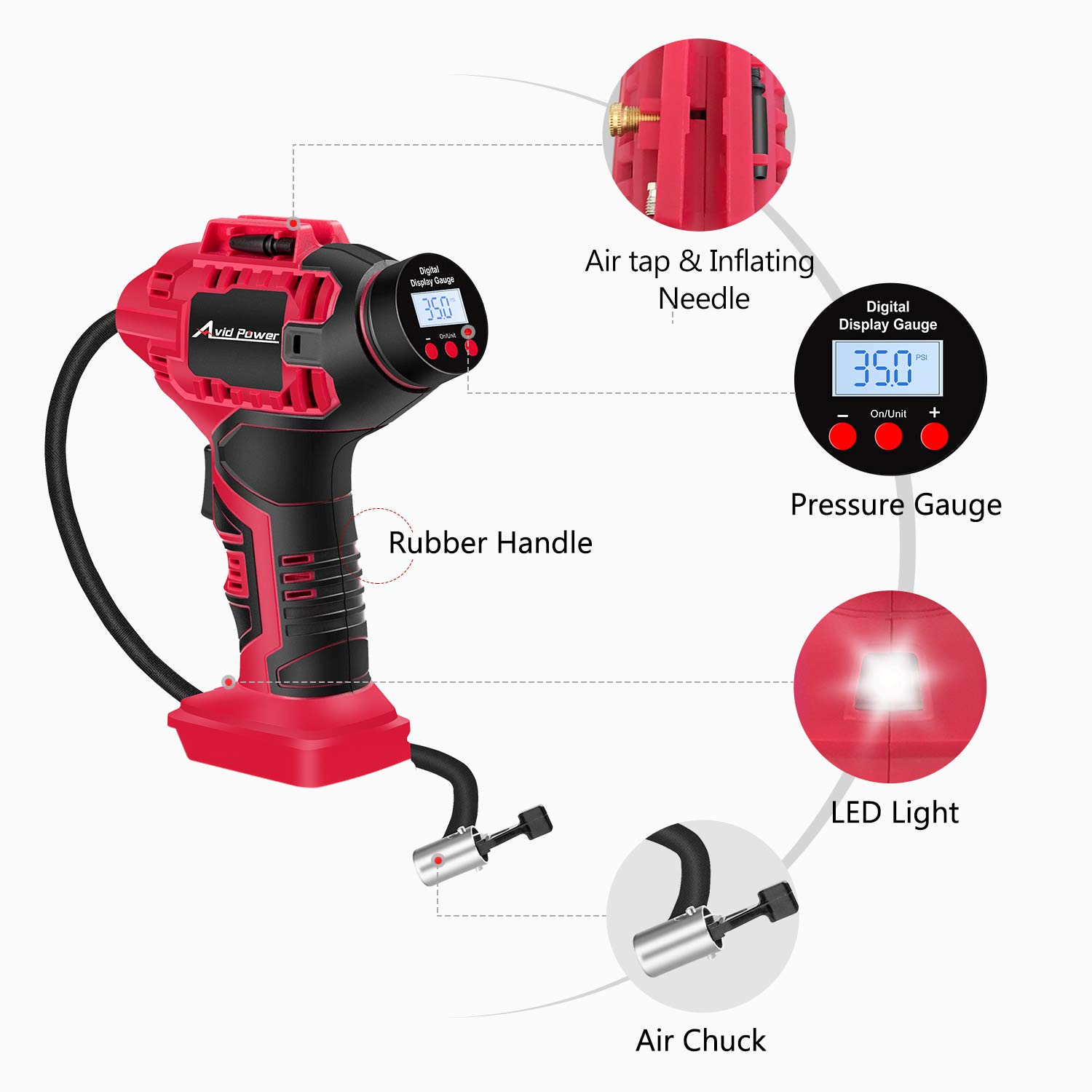 AVID POWER 20V Cordless Drill Set with Battery & Charger + Cordless Tire Inflator Air Compressor - Perfect for Home DIY Projects, Car Maintenance & Emergency Roadside Repairs