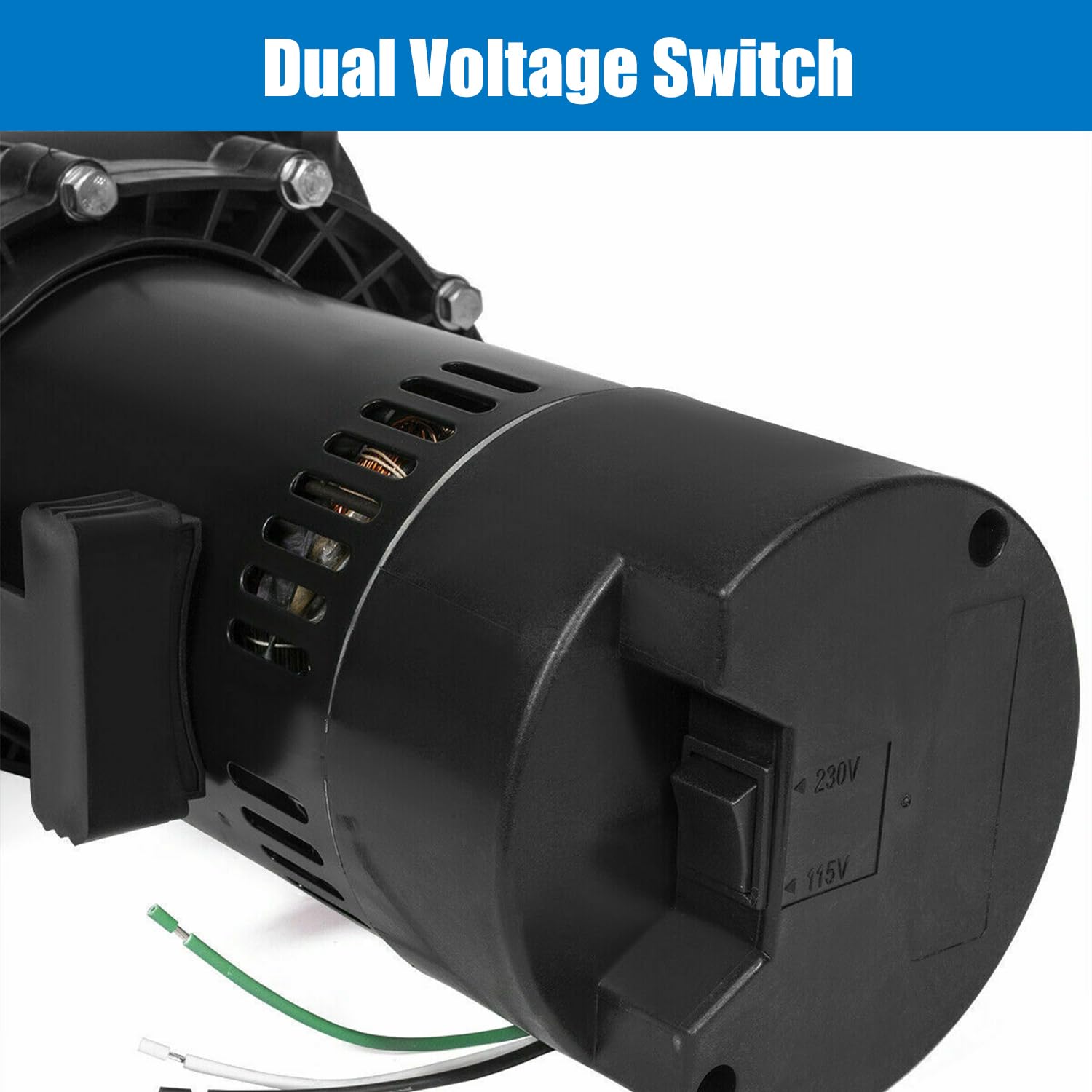iMeshbean 2HP Inground Pool Pump - High Flow Rate 9000GPH, Dual Voltage 110-220V, Black Plastic Industrial Pool Pump for Swimming Pools, Spas, and Water Circulation Systems