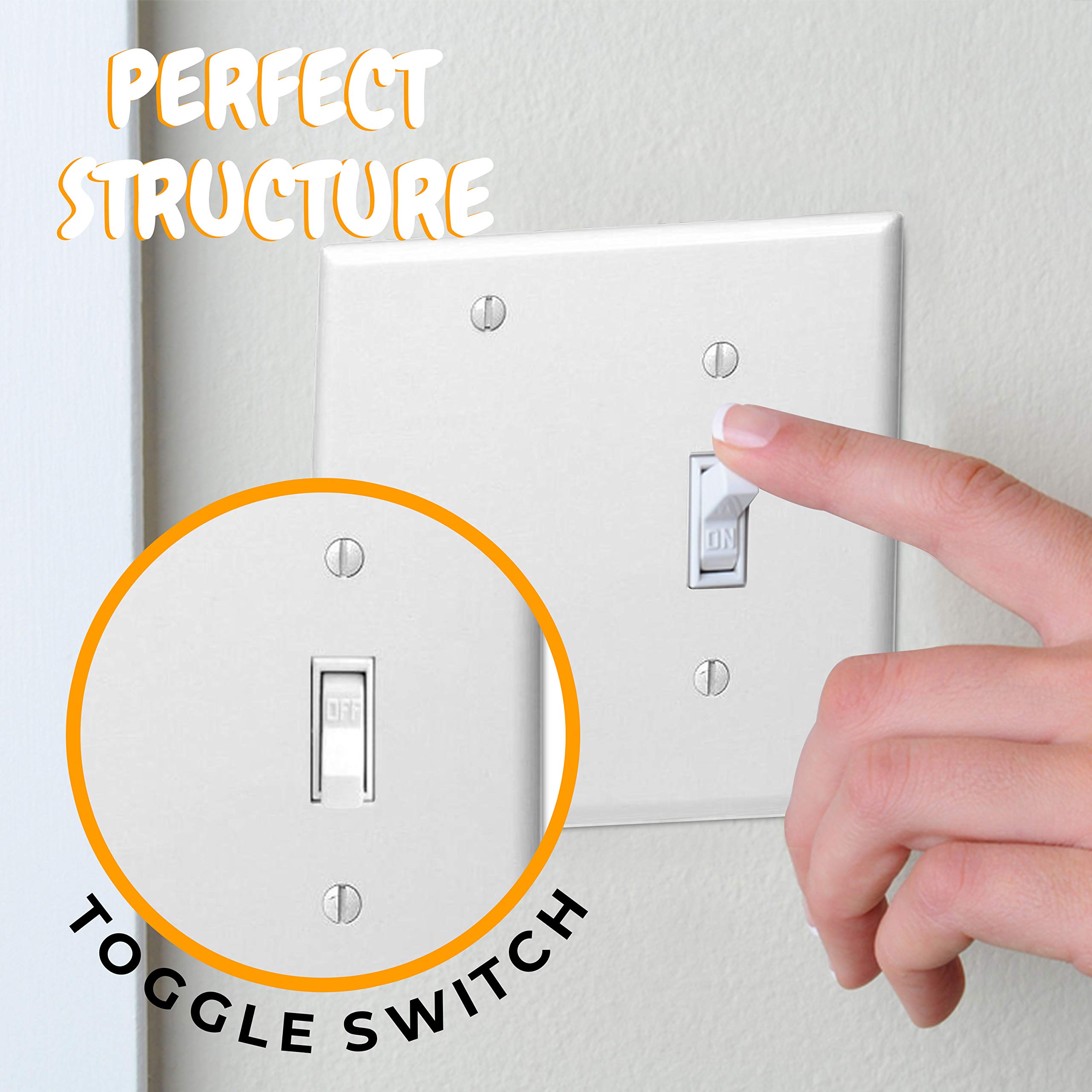OhLectric Standard Size 2 Gang 1 Toggle 1 Blank Wall Plate - Premium Lexan Material - Pack of 25 White Decora Wall Plates - OL-41042 - Perfect for Home, Office & Commercial Electrical Installations