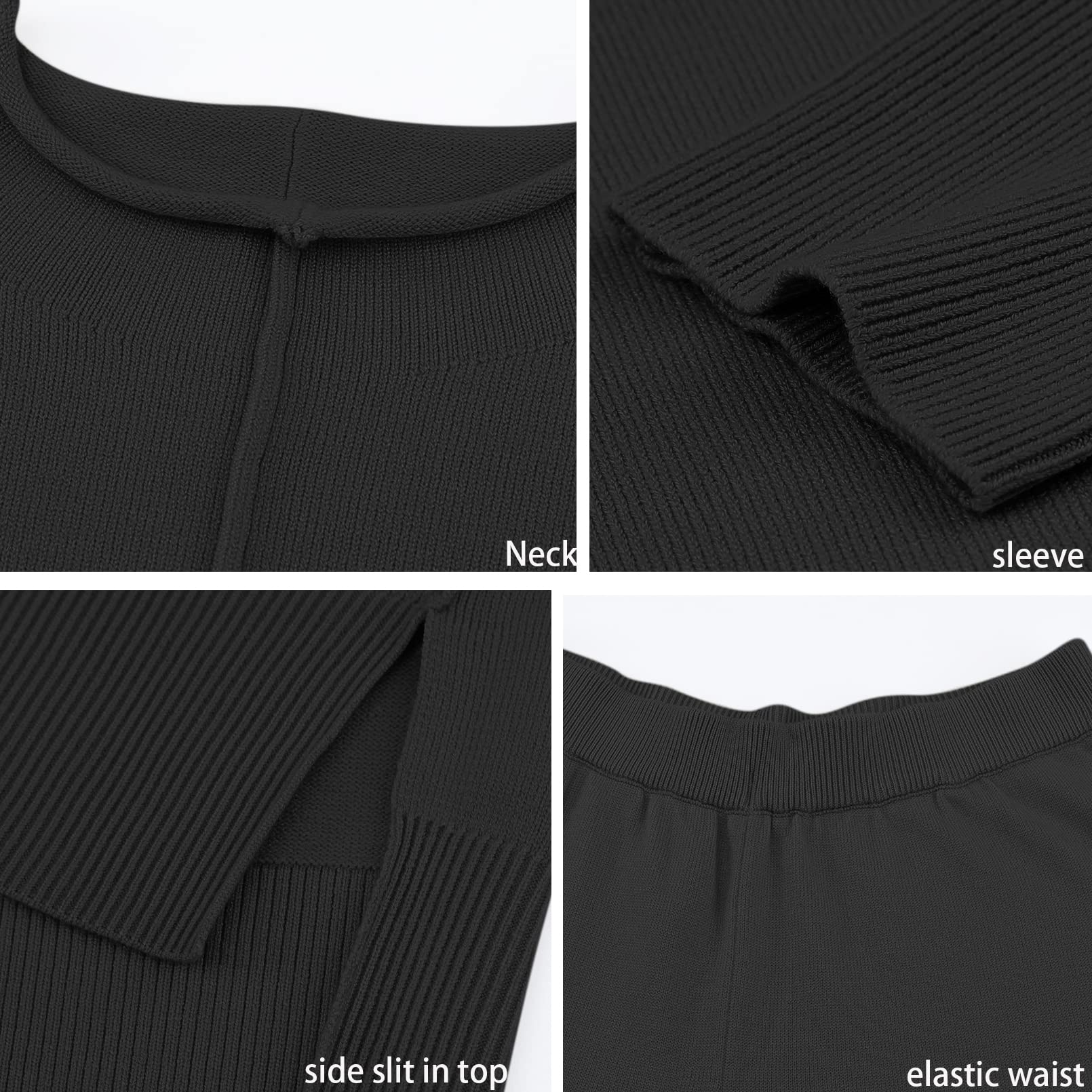 Fixmatti Women's Knit Sweatsuit Set - Turtleneck Sweater & Wide Leg Pants 2-Piece Outfit | Cozy Winter Loungewear for Home, Office & Casual Outings