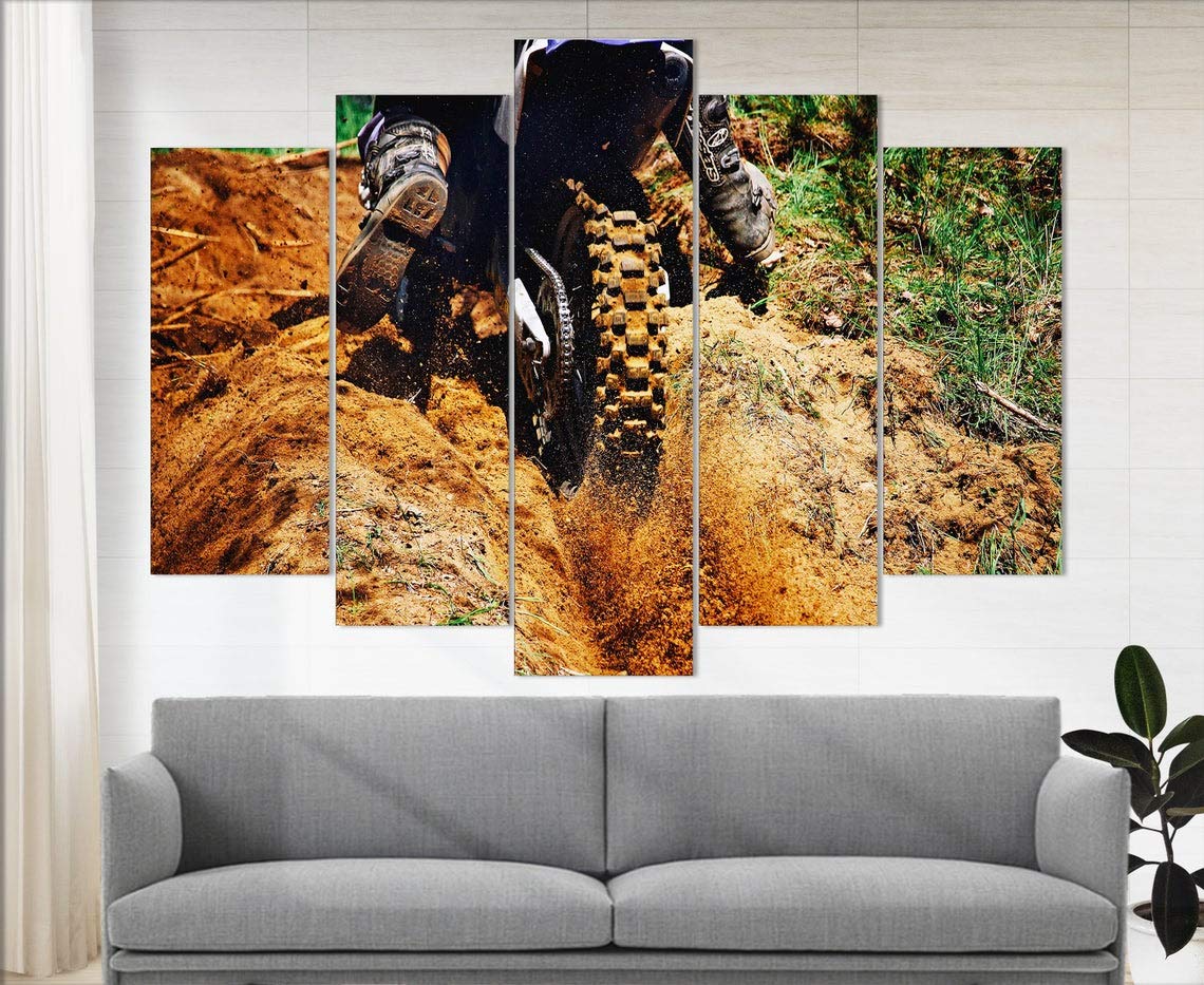 Motocross Canvas Print - Dirt Bike Wall Art Decor, Motorcycle Racing Poster, Biker Gift for Men - Perfect for Garage, Man Cave, or Motorcycle Enthusiast Bedroom