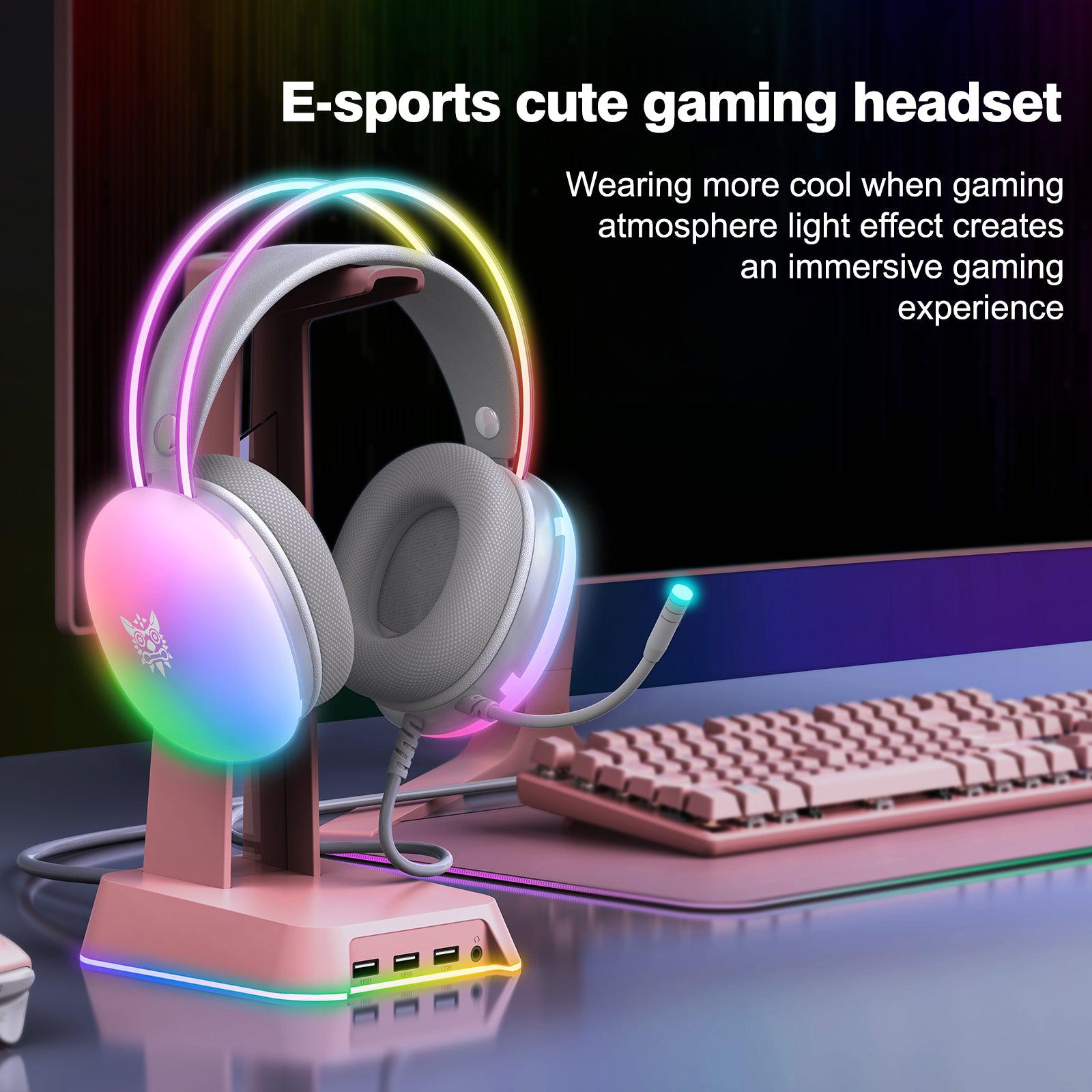 ONIKUMA X25 RGB Gaming Headset with Noise Cancelling Mic - 7.1 Surround Sound for PC, PS4, PS5, Xbox - Comfortable Over-Ear Headphones for Gaming, Streaming & Music (Perfect for Esports & Late-Night Gaming)