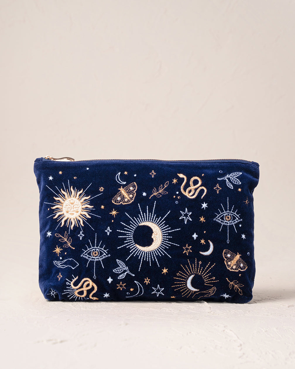 Elizabeth Scarlett Velvet Everyday Pouch - Navy Blue Boho Style Crossbody Bag for Women, Perfect for Travel, Shopping & Daily Essentials Organization