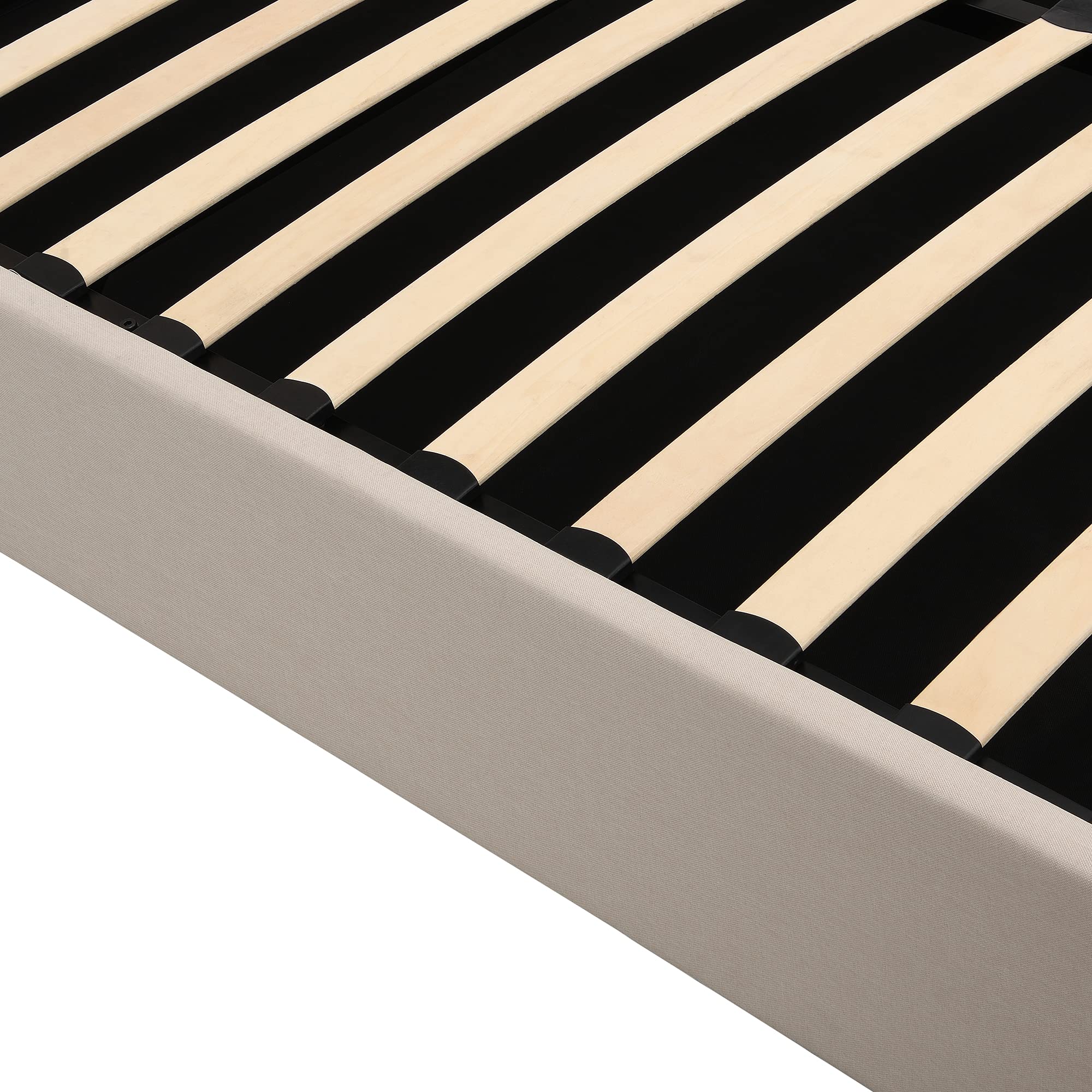 Queen Upholstered Platform Bed with Gas Lift Hydraulic Storage System - Wooden Bed Frame with Headboard, Underbed Storage | Perfect for Small Bedrooms, Guest Rooms & Space-Saving Home Decor (Beige)