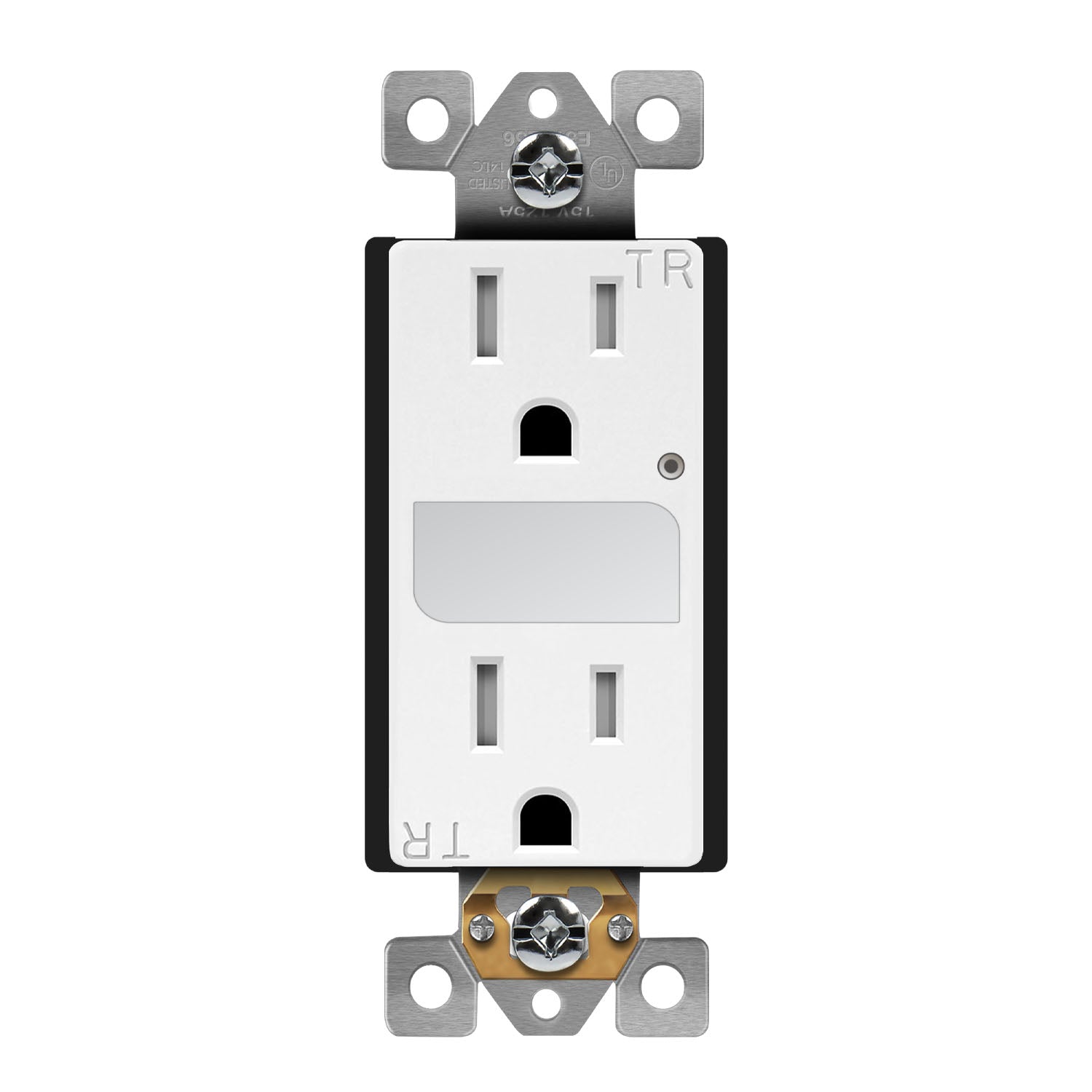 15 Amp Duplex Tamper Resistant Outlet with Built-in Night Light - White Electrical Receptacle for Home, Office & Nursery Safety