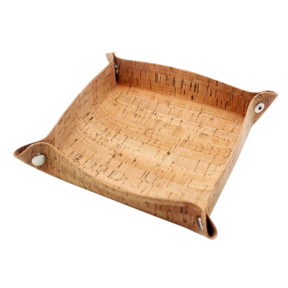 Boshiho Natural Cork Valet Tray for Men - Jewelry, Keys, Phone & Coin Organizer - Bedside Storage Box for Watch, Wallet & Essentials (Eco-Friendly Cork) | Perfect for Nightstand, Dresser & Entryway Organization