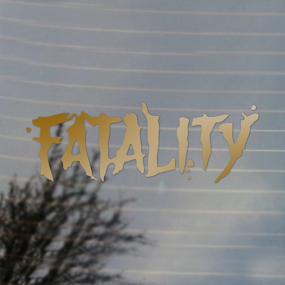 Premium Fatality Gaming Vinyl Decal - Gold Cosplay Sticker for Mortal Kombat Fans | Perfect for Laptops, Gaming Consoles & Water Bottles