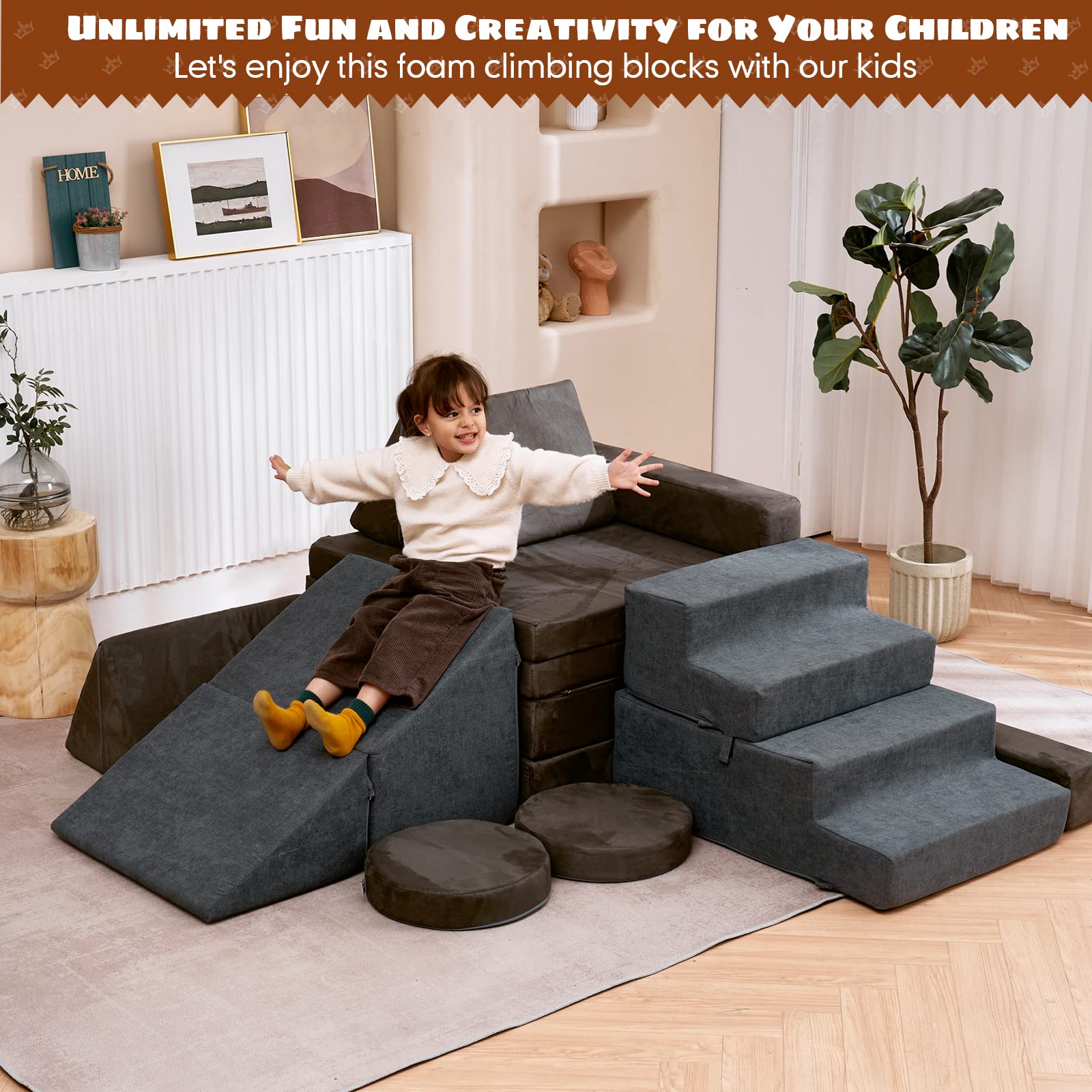 Jela Toddler Climbing Toys Indoor Playset - Safe Soft Foam Climbing Blocks with Slide & Stairs for Kids 1-3 Years | Climb, Crawl & Play | Perfect for Living Room, Nursery & Daycare Fun