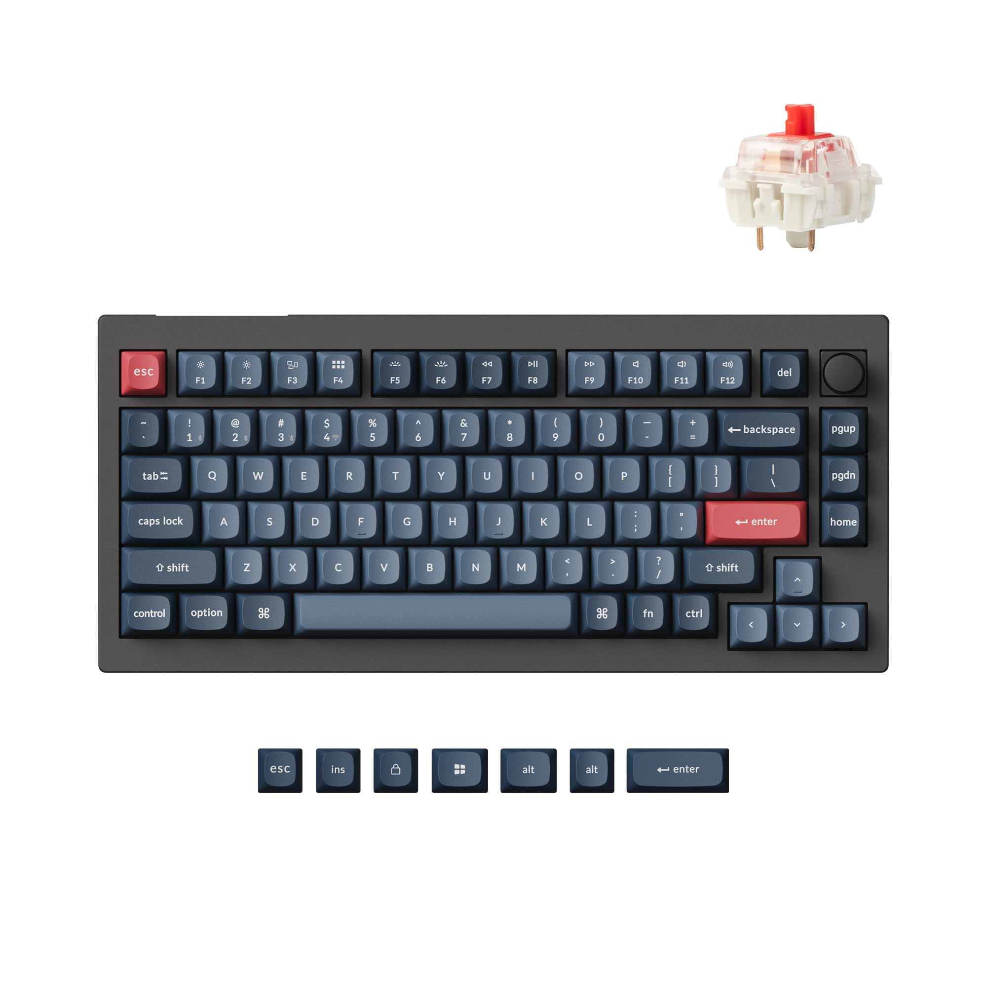 Keychron V1 Max 75% RGB Wireless Mechanical Keyboard - 2.4Ghz/Bluetooth 5.1/Wired, QMK/VIA Programmable, Hot-Swappable Gateron Jupiter Red Switch, Gasket Mount for Mac/Windows/Linux - Perfect for Gaming, Coding & Office Work