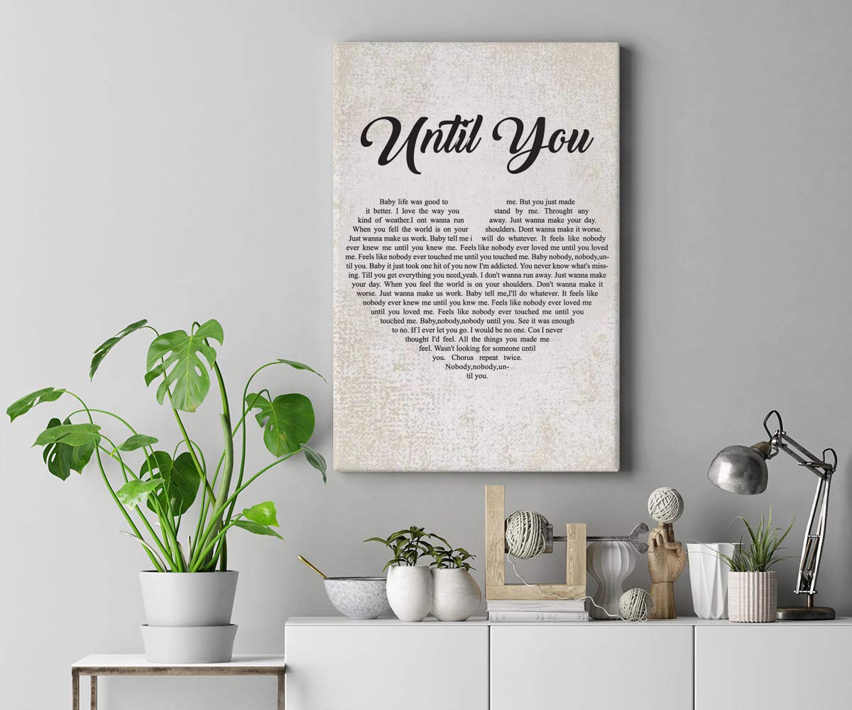 Until You Song Lyrics Framed Canvas Print - 12x18 Inch Wall Art for Home Decor