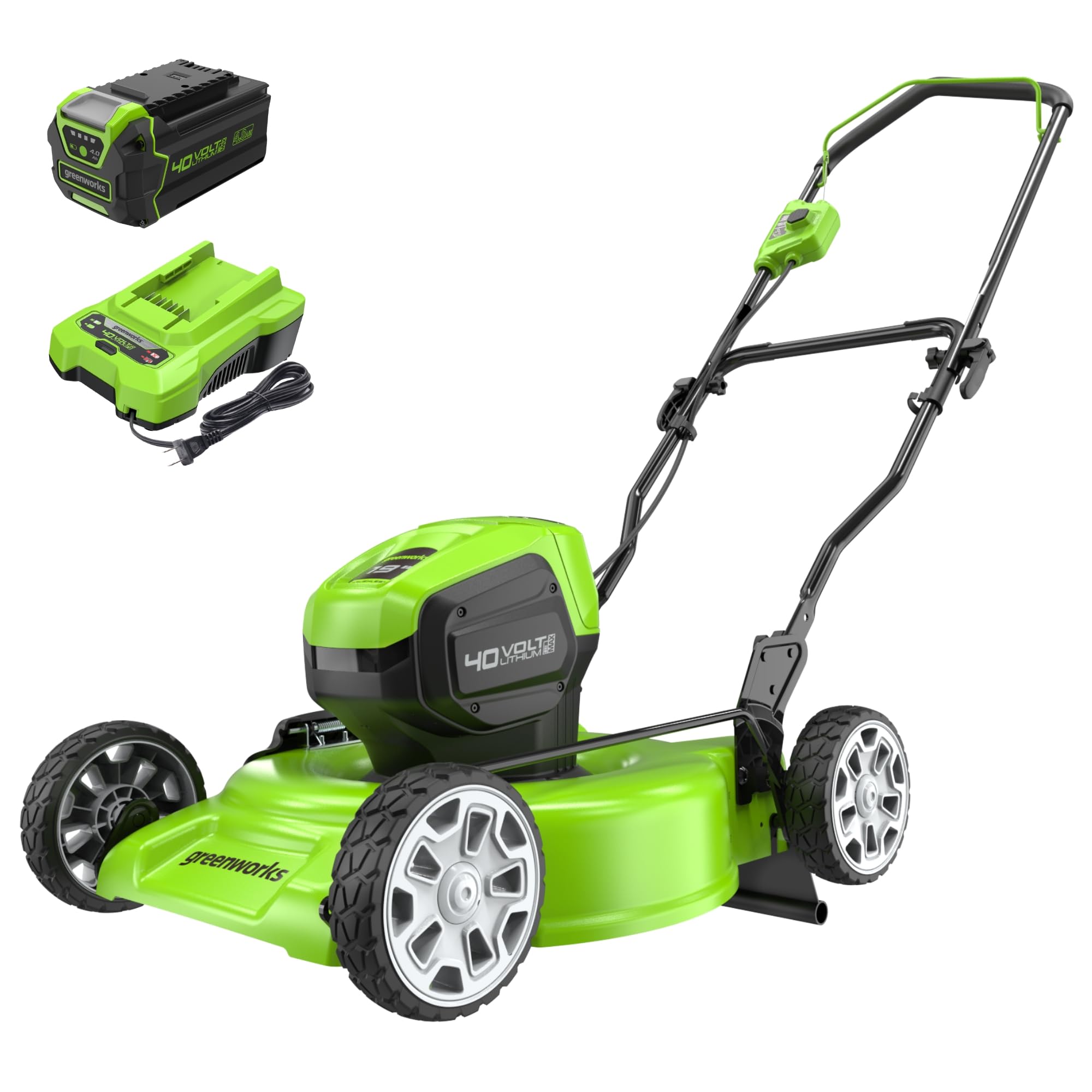 Greenworks 40V 19-Inch Brushless Cordless Push Lawn Mower with 4.0Ah Battery & Charger - Perfect for Small to Medium Yards and Eco-Friendly Lawn Care