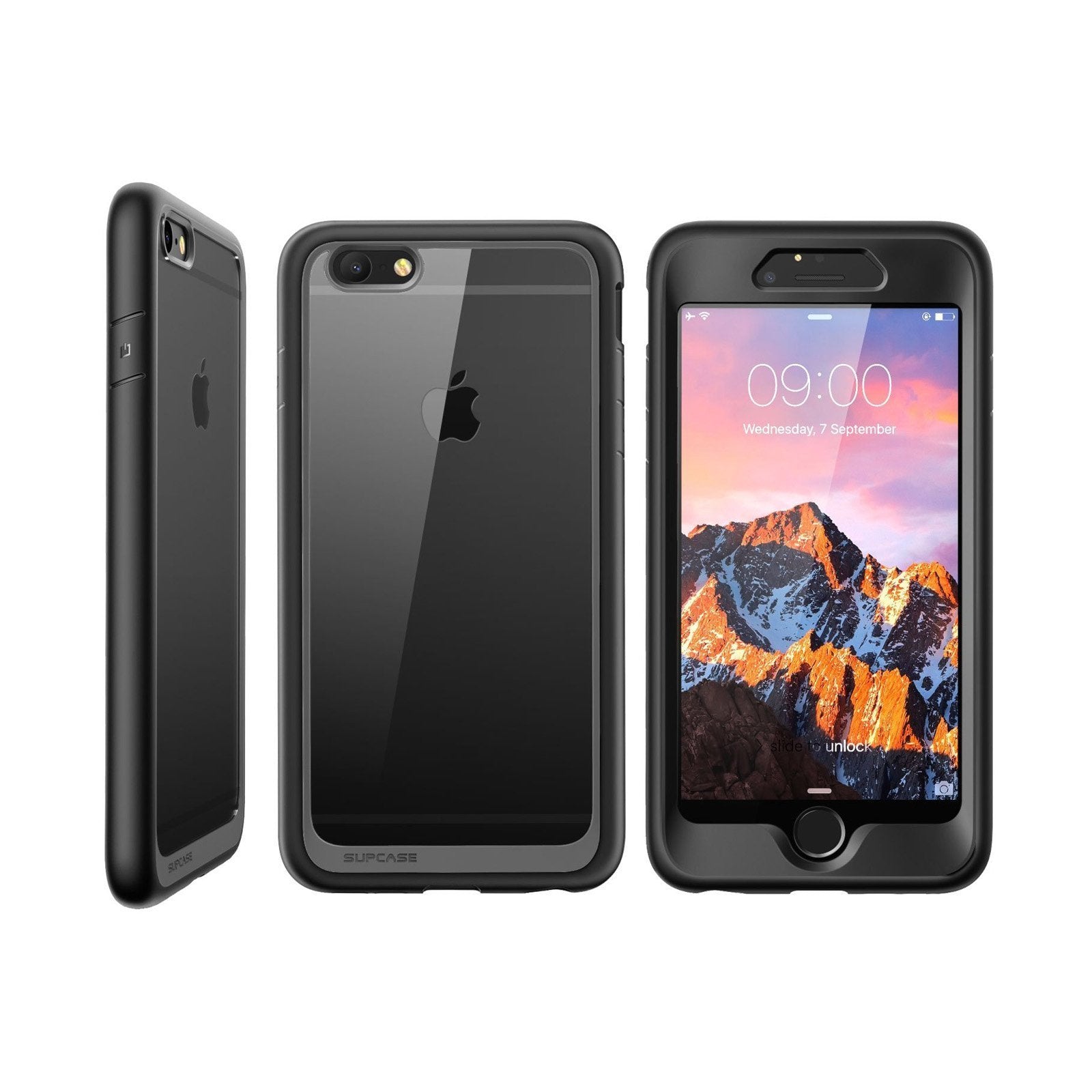 iPhone 6 Plus / 6S Plus Unicorn Beetle Style Clear Protective Case with Built-in Screen Protector - Shockproof & Scratch Resistant Cover for Everyday Use, Work & Travel (Black)