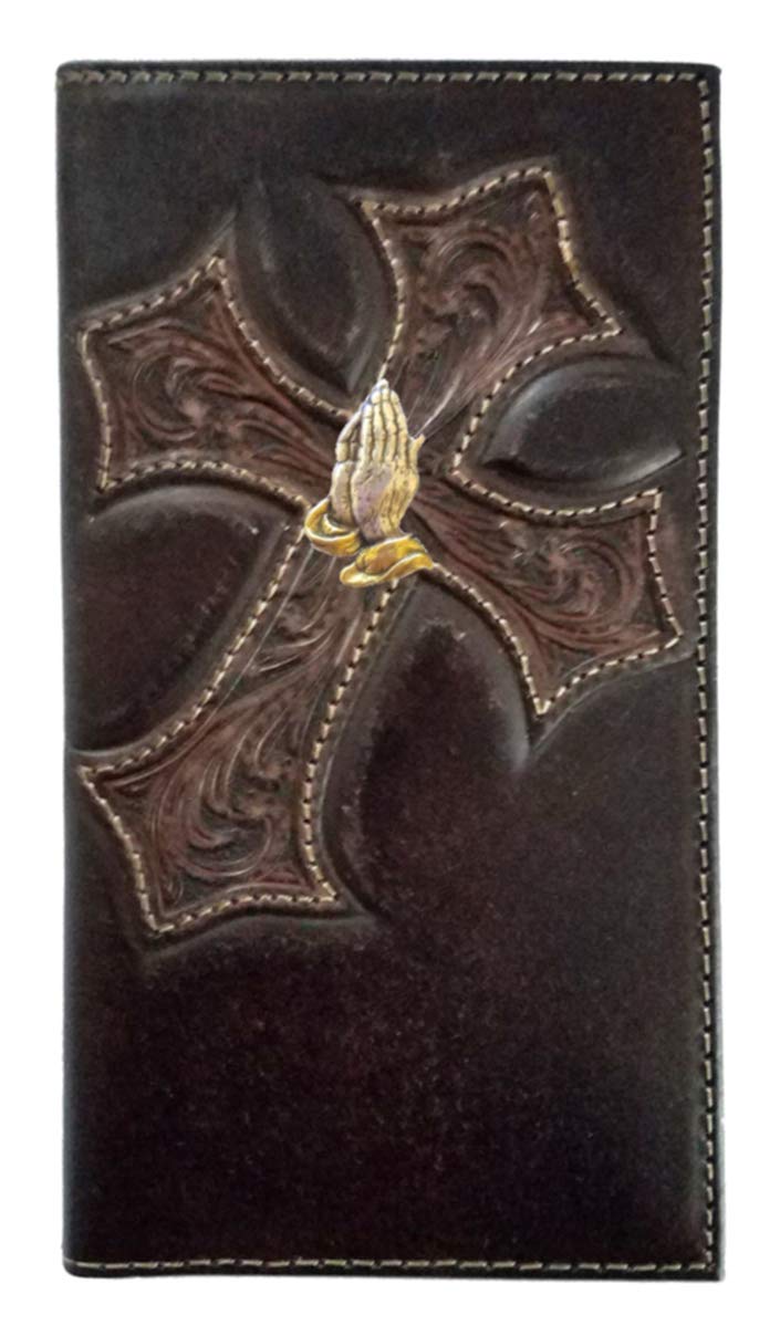 Custom Engraved Praying Hands Nocona Cross Leather Wallet for Women - Perfect for Church, Bible Study & Everyday Use