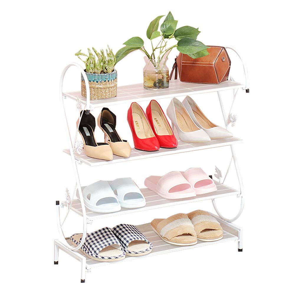 4-Tier Stackable Wrought Iron Shoe Rack with High-Temperature Paint - Durable Shoe Storage Organizer for Closet, Bedroom, Entryway & Dorm - Space Saving Shoe Shelf for Small Spaces & Apartment Living