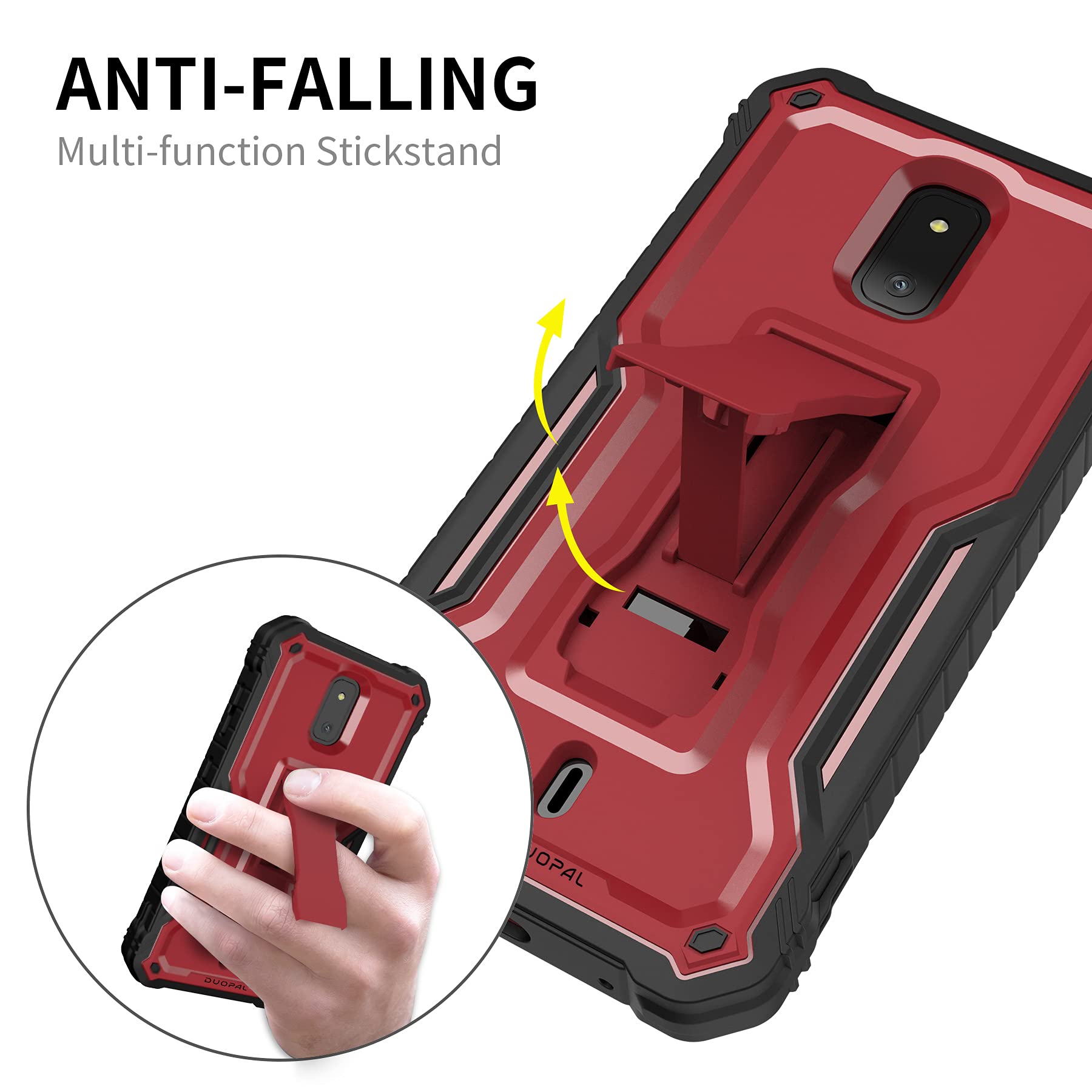 DUOPAL Military Grade Shockproof Case for AT&T Calypso 2 Phone - Cricket Debut Compatible, Built-in Kickstand Protective Cover (Red) | Perfect for Outdoor Sports, Travel & Daily Use