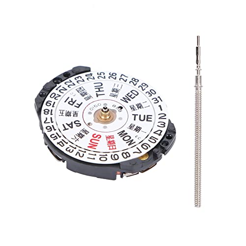 Professional Anti-Rust Quartz Watch Movement with Day Date Display & Threaded Stem - Watch Movement Replacement for DIY Watch Repair & Maintenance