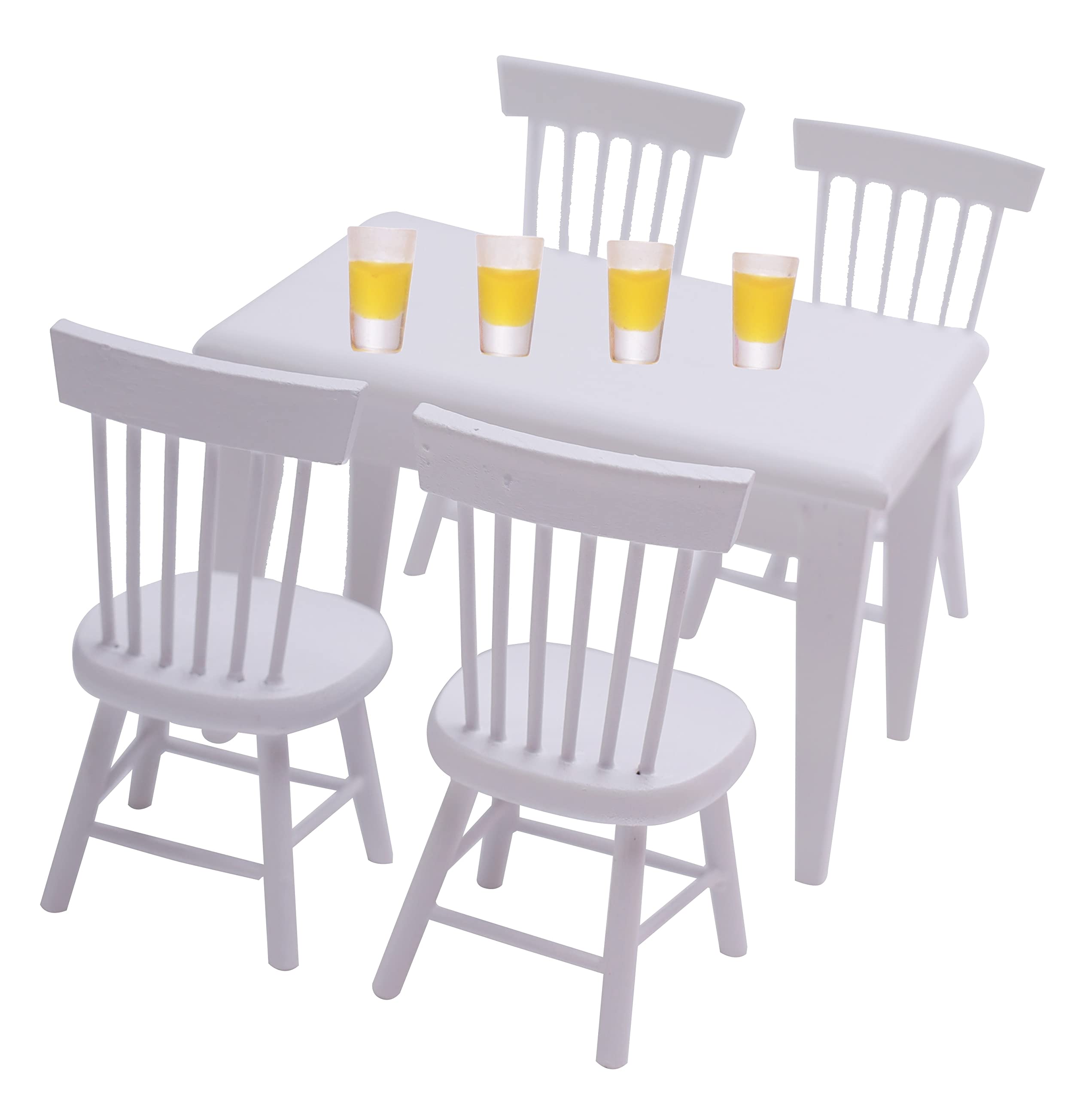 1:12 Scale Miniature Dollhouse Furniture Set - Wooden Dining Table & Chairs with Bottles and Cups | Realistic Dollhouse Accessories for Collectors & DIY Enthusiasts | Perfect for Dollhouse Decor, Miniature Displays & Creative Projects